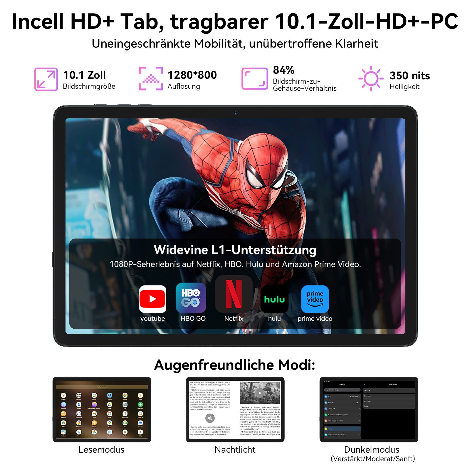 TABWEE T20 10" Android 16 256GB WiFi incl. Tastatur, Maus, Stift Tablet (10", 256 GB, Android 16, Android 16, mit Stift/Maus/Tastatur, Gemini Al Magic)