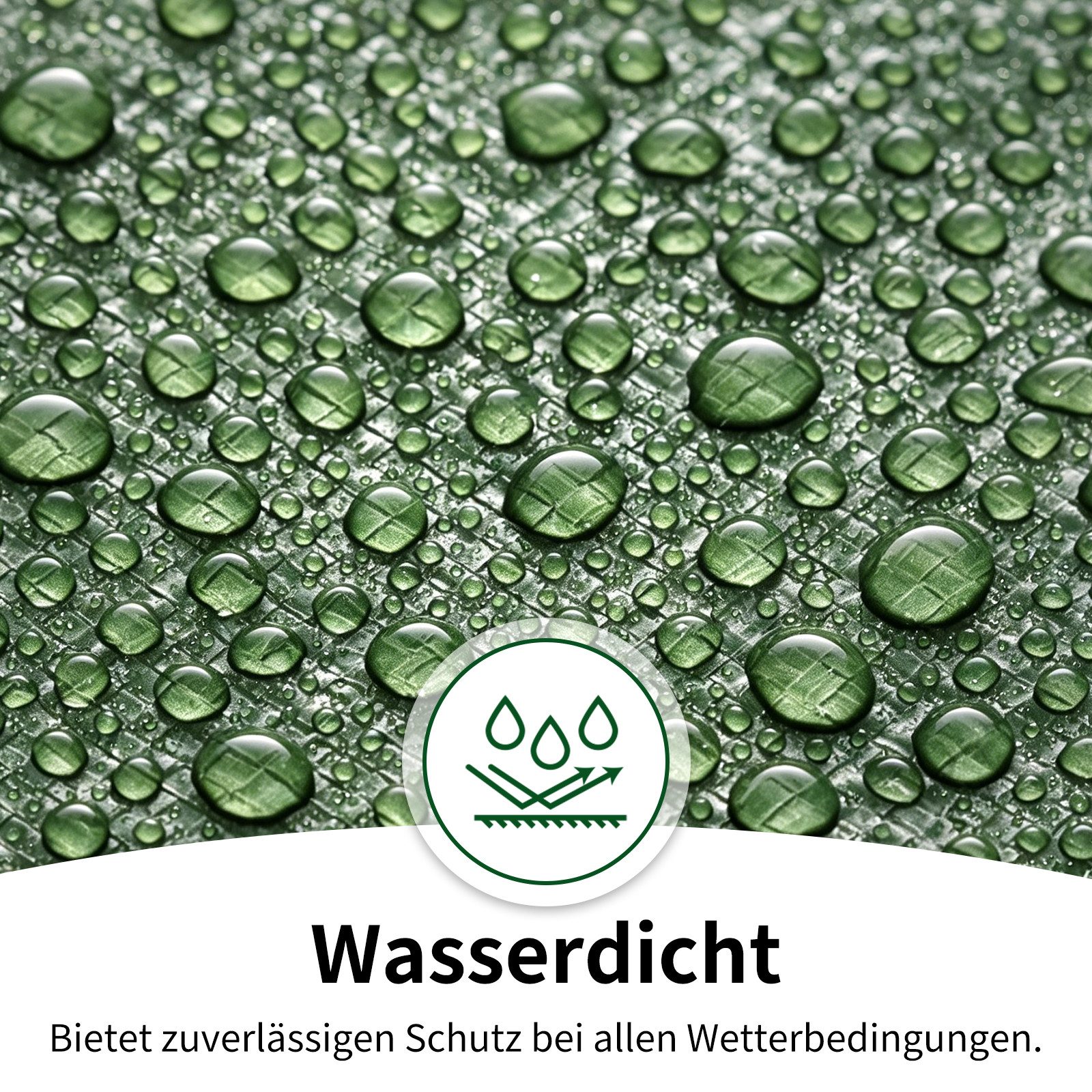Dripex Schutzplane 140g/m² Abdeckplane Grün/Silber Gewebeplane Wasserdicht mit Ösen, 2mx2m