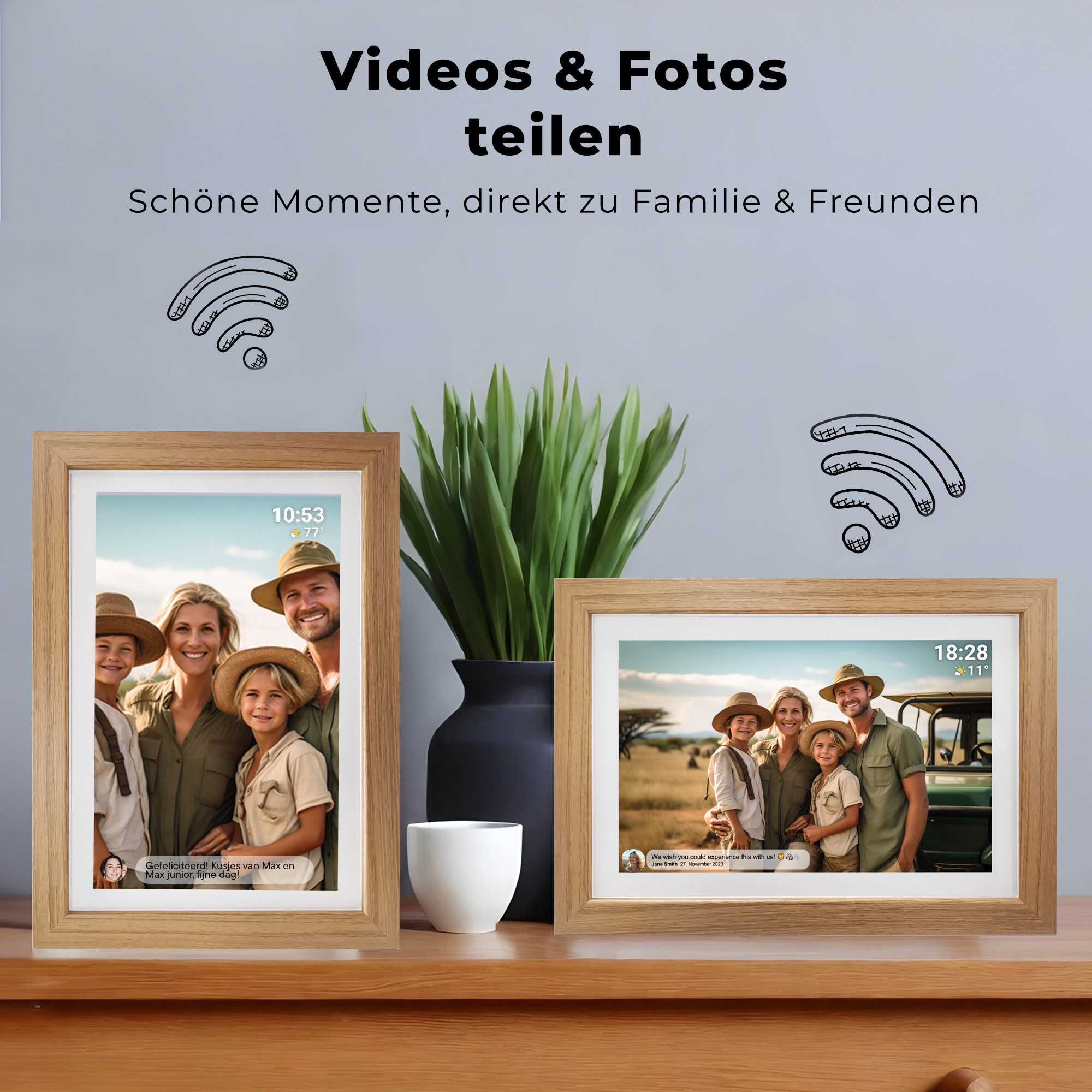 Denver PFF-1042LW Digitaler Bilderrahmen (25.65 cm/10.1 ", 1280 x 800 Pixel, 16 GB, mit Holzrahmen und Foto-Sharing) – Bild 4 von 5