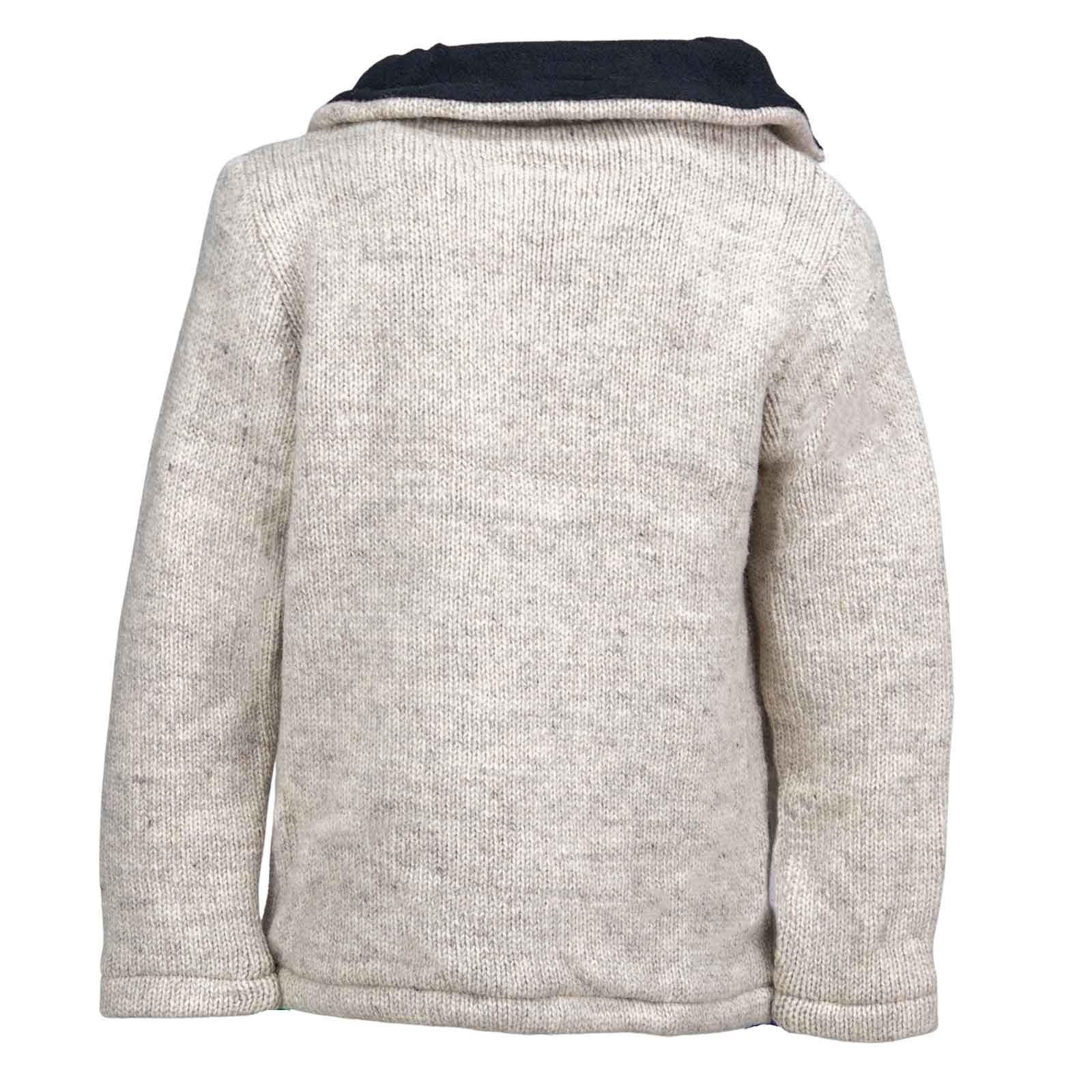 KUNST UND MAGIE Strickjacke Klassische Strickjacke Wolle Winter Jacke mit Hochkragen Fleecefutter