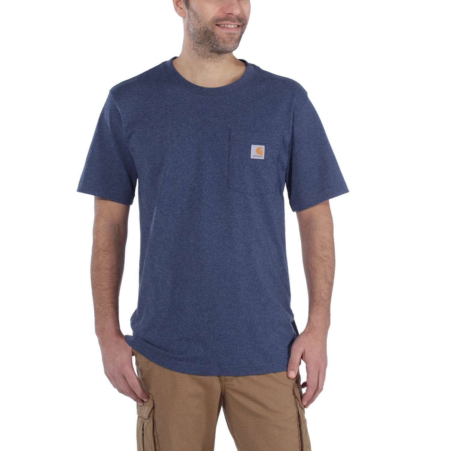 Carhartt T-Shirt K87 Pocket DARK HEATHER COBALT Brusttasche mit BLUE