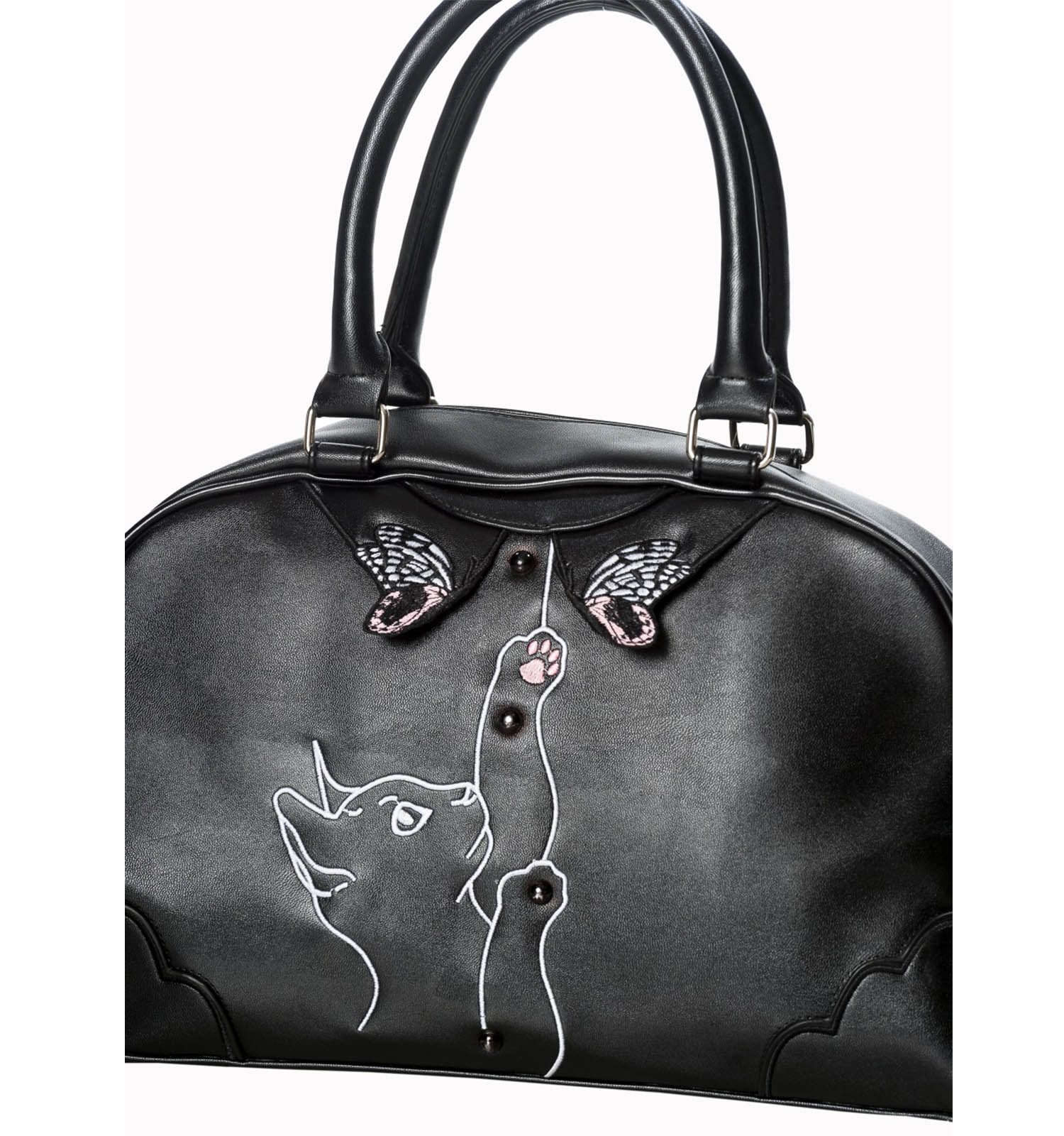 Banned Schultertasche Meow Bag, Katze Stickerei Verstellbarer Schultergurt