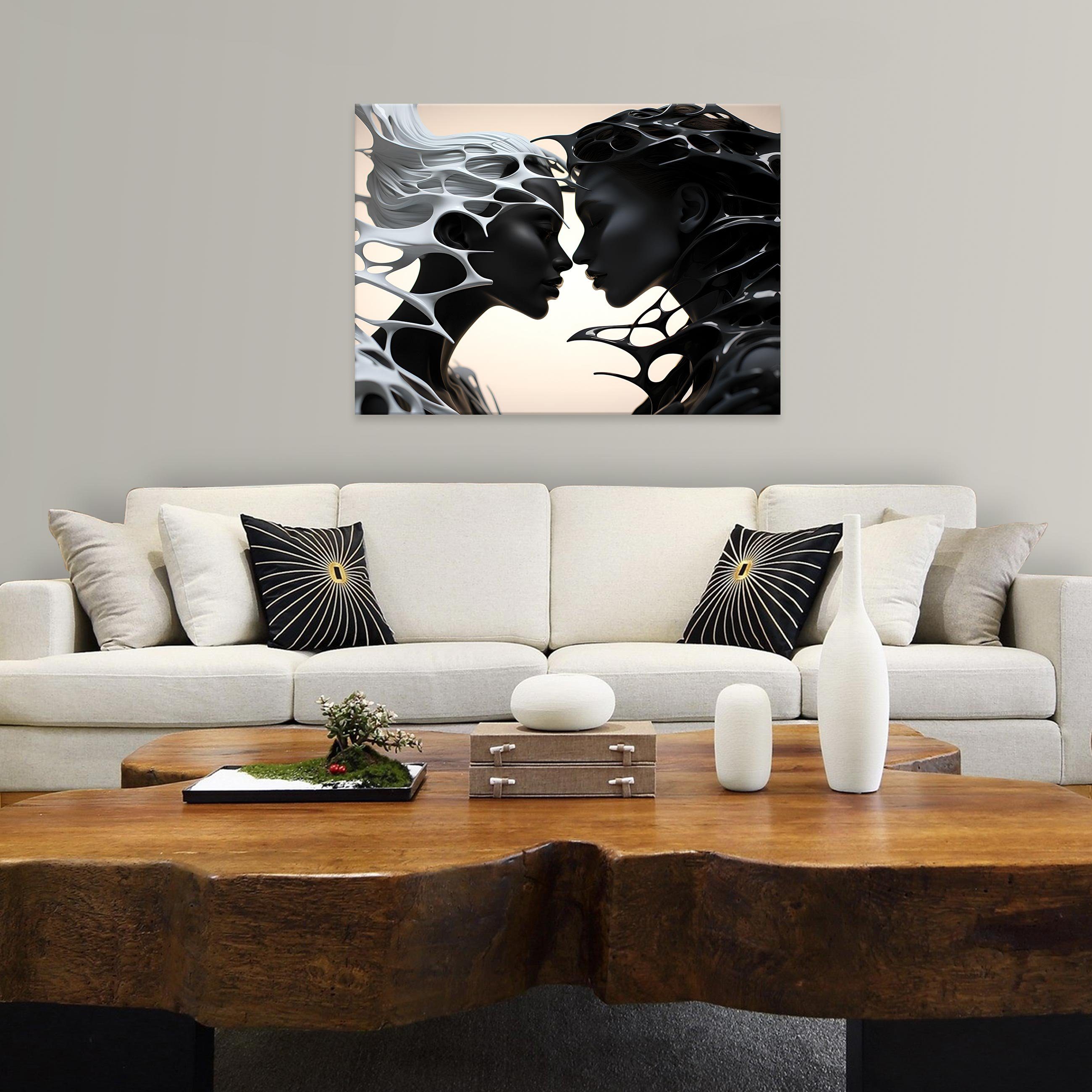Wallarena Leinwandbild Frau schwarz grau Abstrakt Wand Deko Modern XXL Lein günstig online kaufen