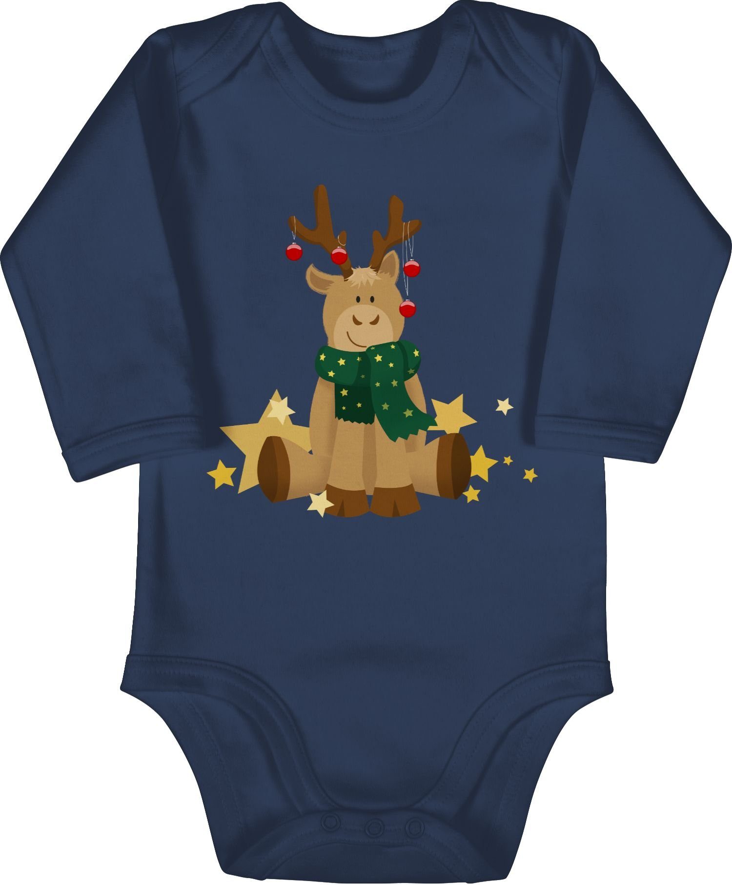 Shirtracer Shirtbody süßer Elch Weihnachten Blau 1 Baby Navy Kleidung