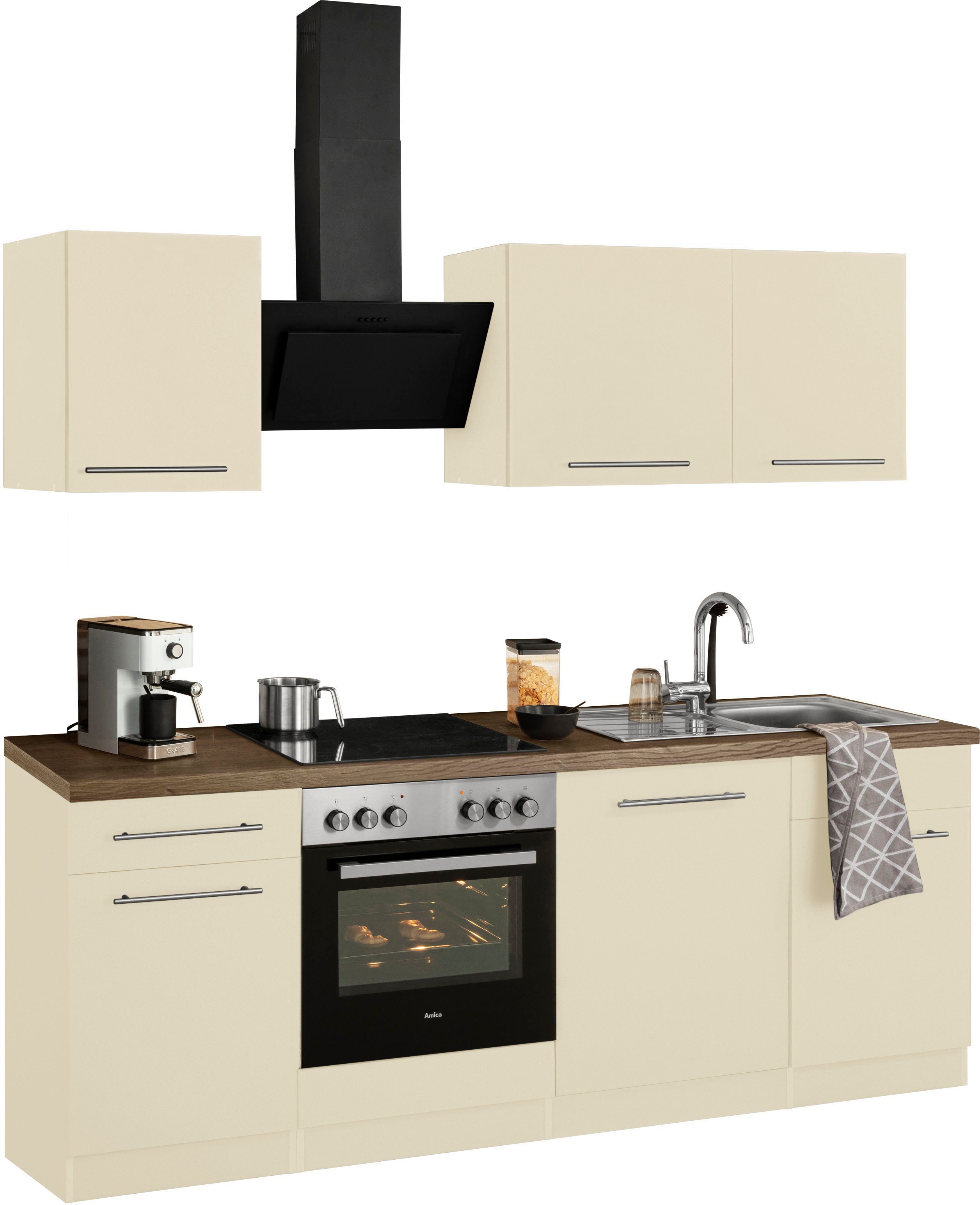 wiho Küchen Küchenzeile Unna, mit E-Geräten, Breite 220 cm