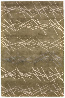 Wollteppich Designer Teppich handgetuftet grün, morgenland, rechteckig, Höhe: 18 mm