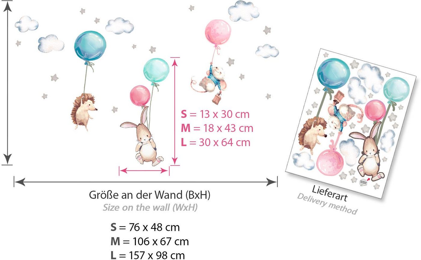 little DECO Wandtattoo »Little Deco Wandtattoo Igel Maus und Hase mit Luftballon«-HomeTrends