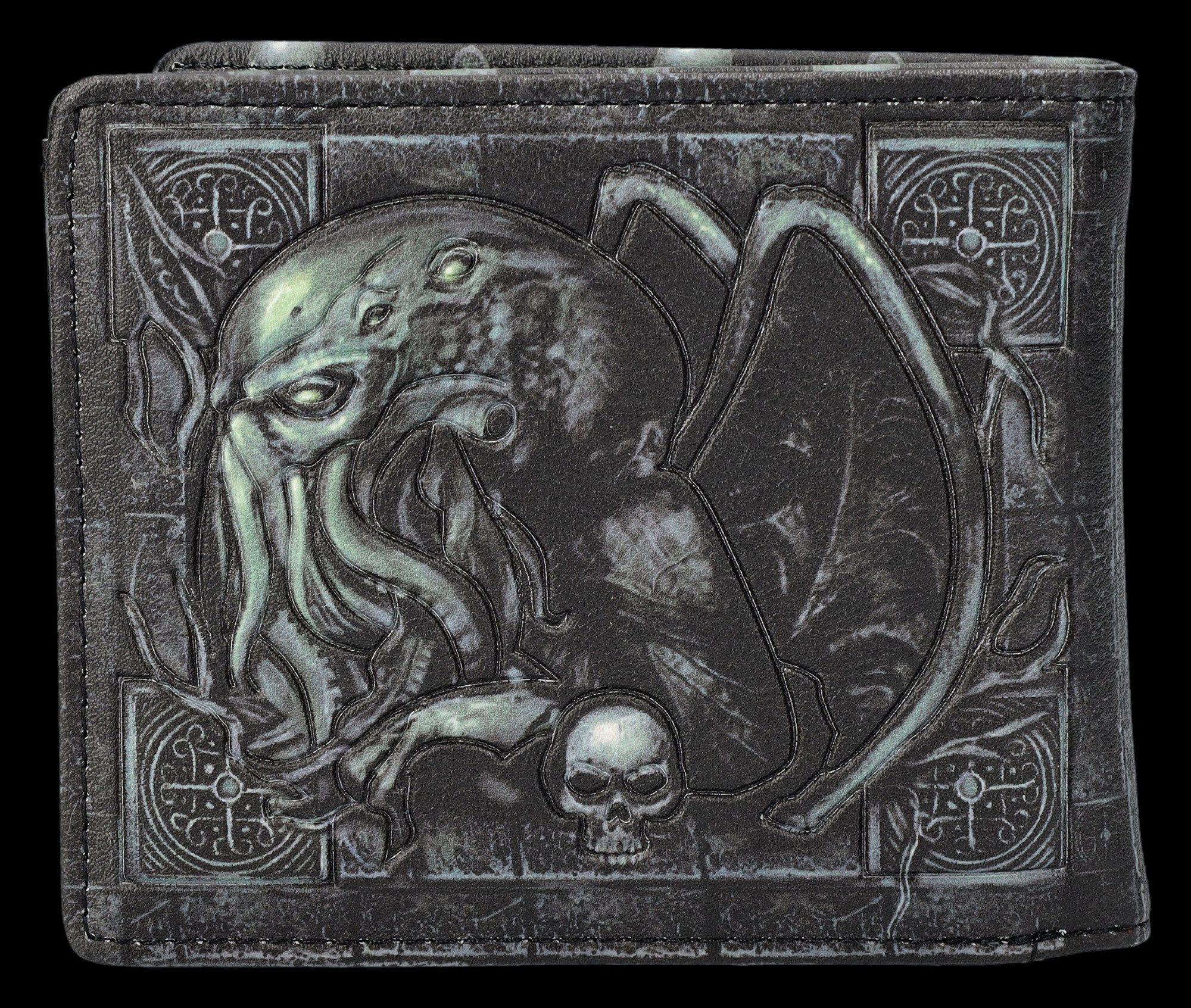 Figuren Shop GmbH Geldbörse Cthulhu Portemonnaie – Dunkles Kunstleder Gothic Geldbeutel 9,5 cm