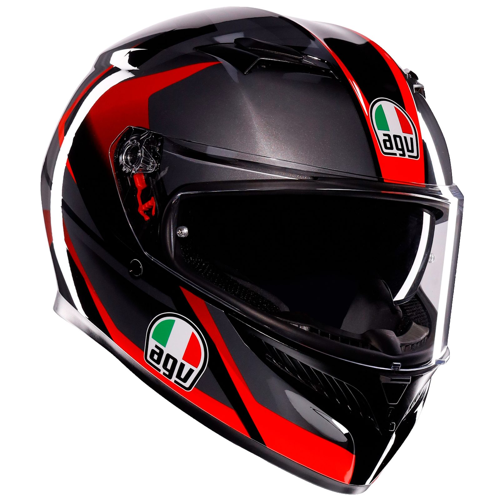 AGV Motorradhelm AGV K3 Integralhelm Striga schwarz / grau / rot (1er Set)