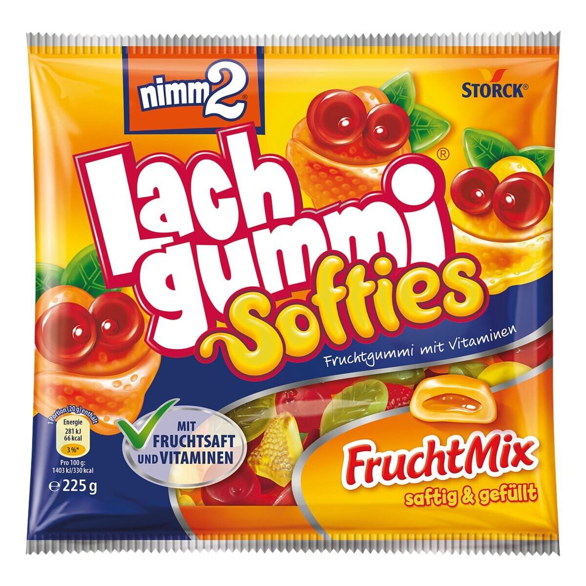 NIMM2 Süßigkeit nimm2 Lachgummi Softies, Fruchtgummi, 225 g