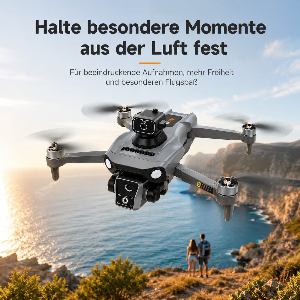 Goldstern-Tech RC-Quadrocopter (GPS Drohne mit 4K, Live Display Fernbedienung, 600m Reichweite), 360°-Kollisionsschutz, auto Motivverfolgung und Rückkehrfunktion