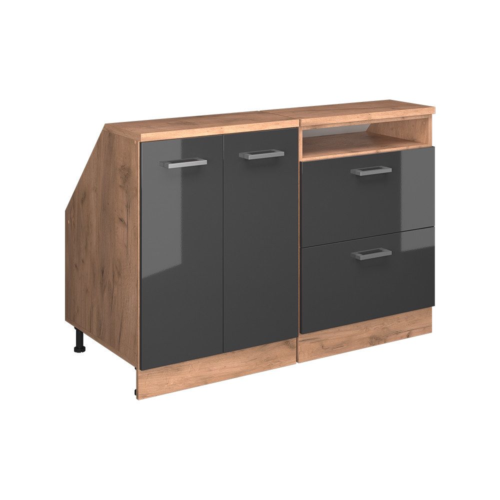 Vicco Kommode Rion, Anthrazit Hochglanz/Goldkraft Eiche, 120 cm 2er Set Schrankko... (2 St)