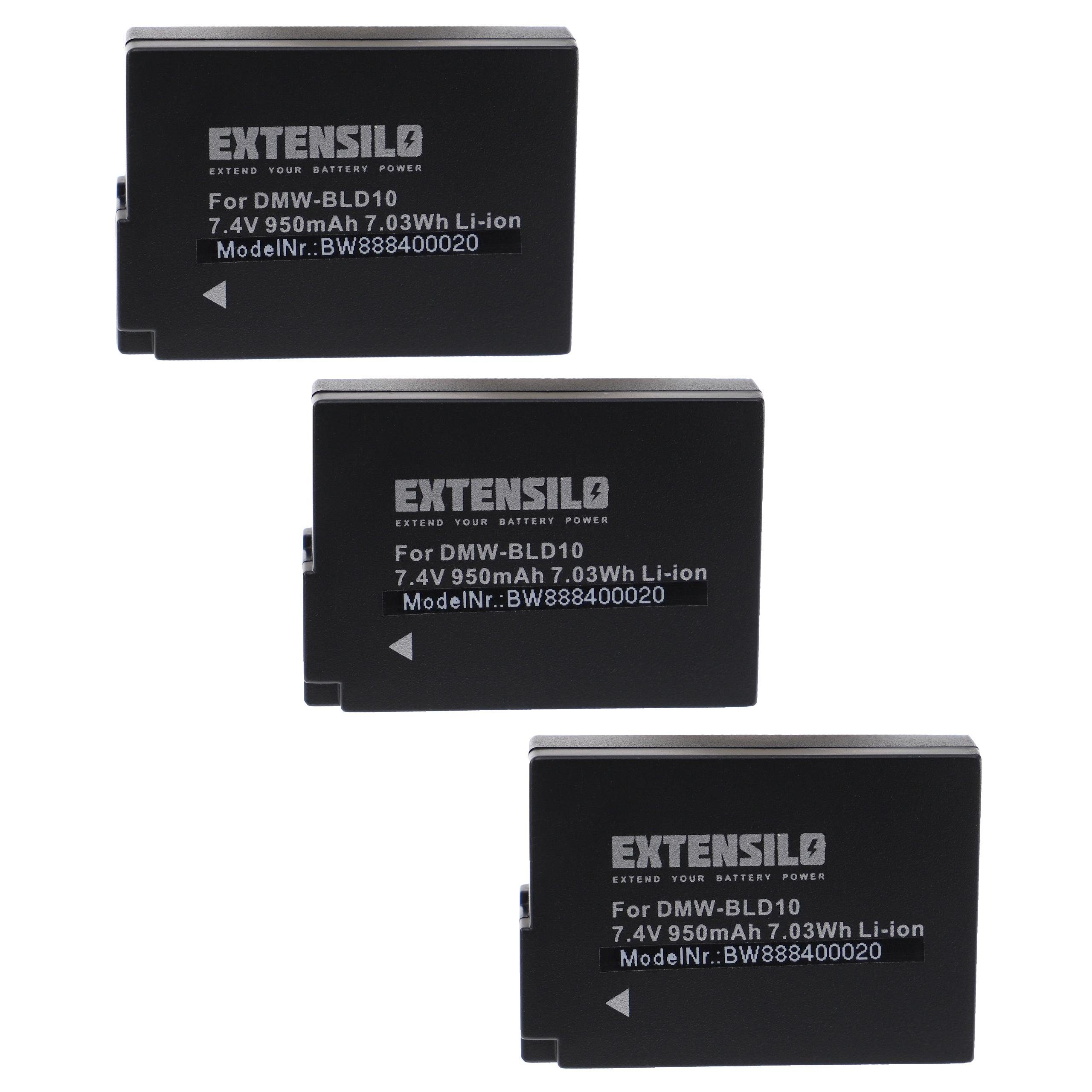 Extensilo Ersatz für 950 Kamera-Akku DMW-BLD10E, (7,4 DMW-BLD10PP für Panasonic Li-Ion mAh V) DMW-BLD10