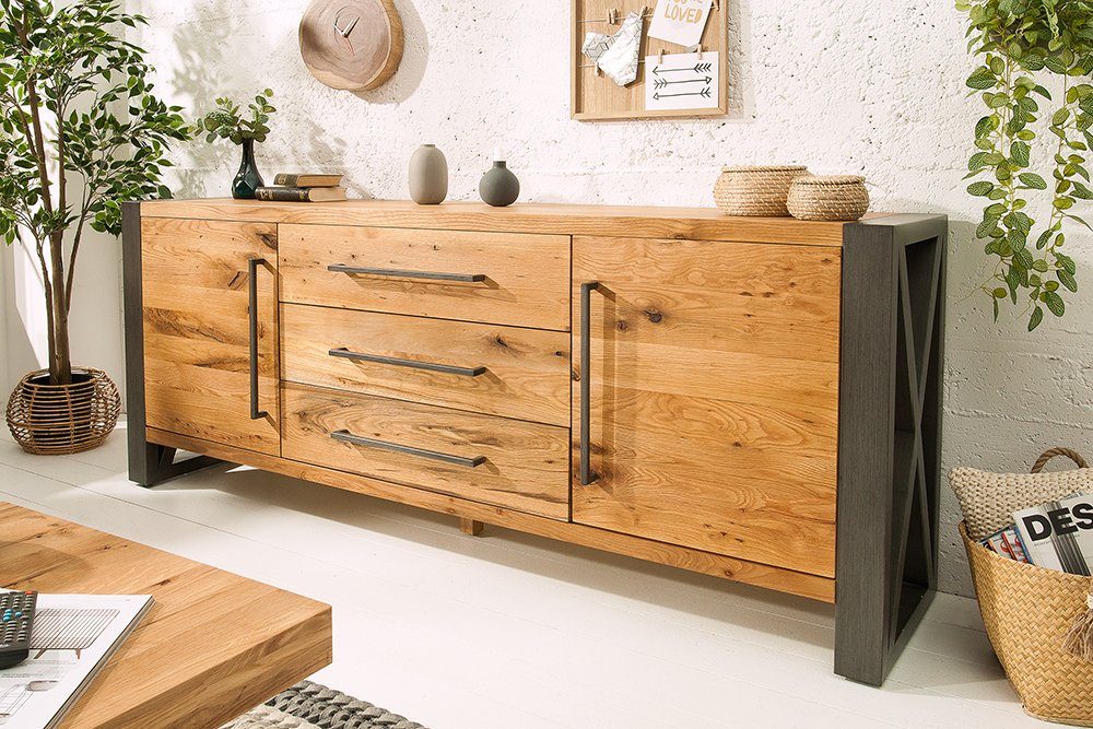 riess-ambiente Sideboard THOR 200cm natur, Massivholz · Anrichte · Wildeich günstig online kaufen