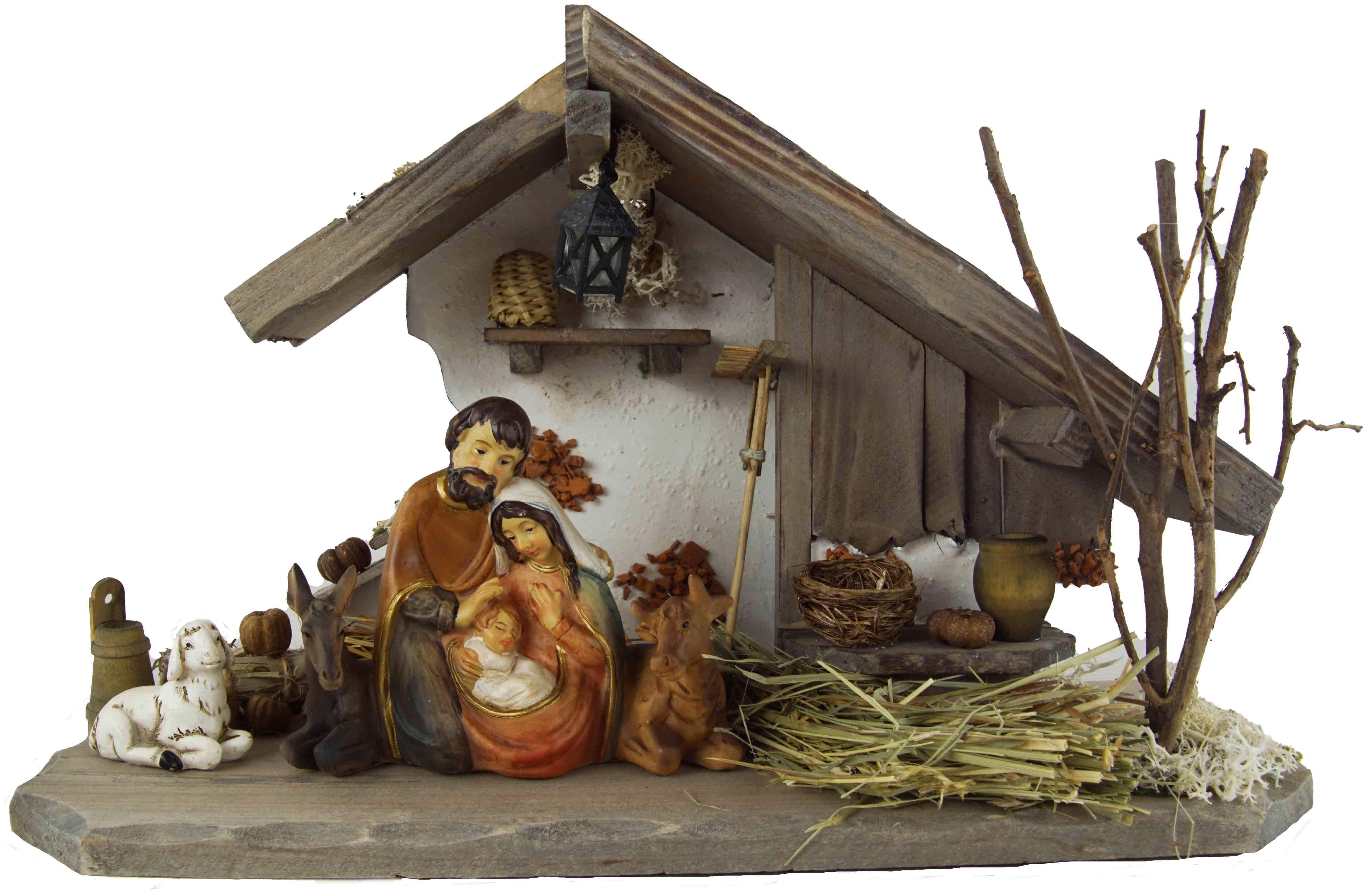 Krippenursel Krippe Weihnachtskrippe Treuf inkl. Figurenblock 74197 und Schaf (1-tlg), Handbemalte Figuren