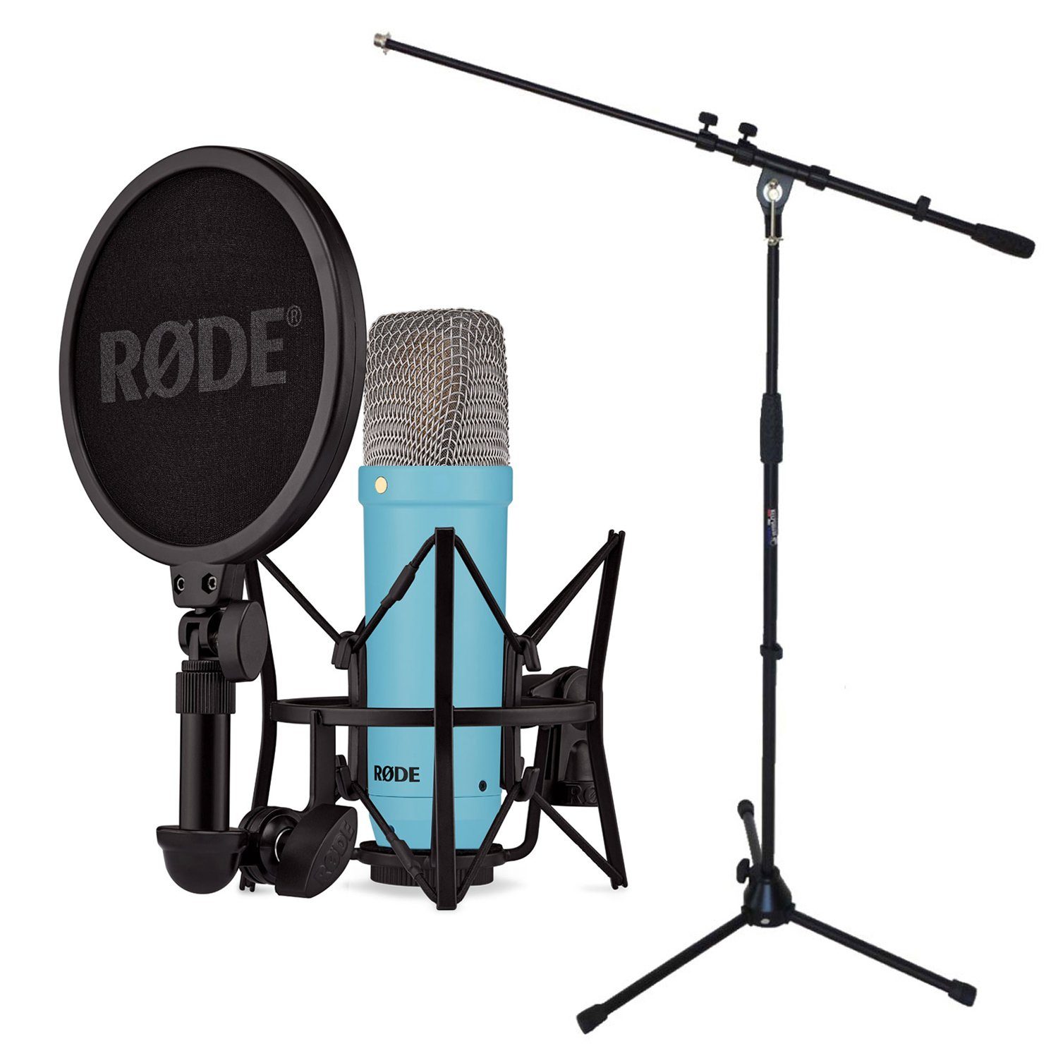 RØDE Mikrofon NT1 Signature Blue (Studio-Mikrofon Blau), mit Mikrofonständer