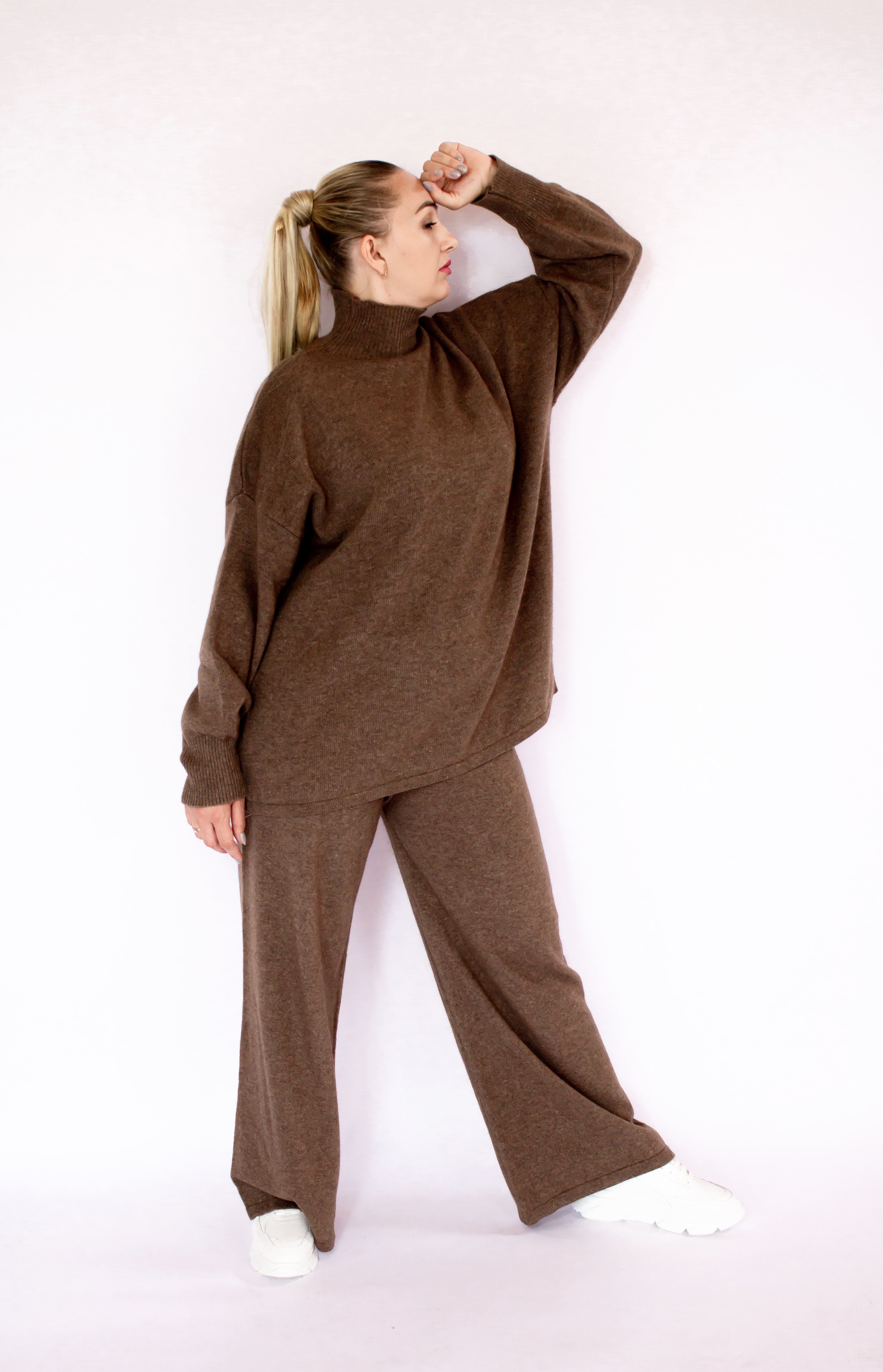 MonCaprise by Clothè Hosenanzug Oversize-Form Zweiteiler Strickhose & Pullover Strick-Set (Zweiteiler, 2-tlg) breit geschnitten