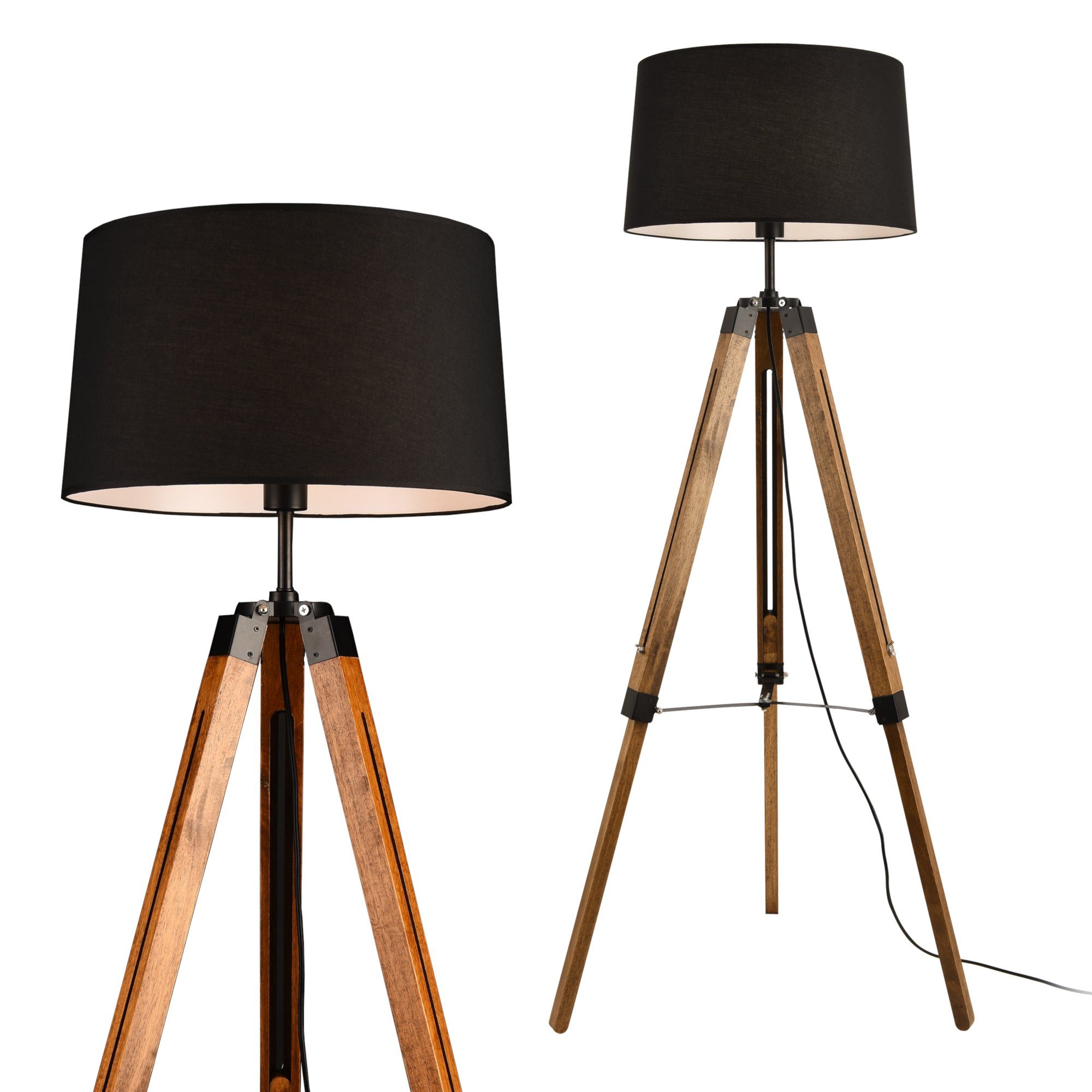 lux.pro Stehlampe, ohne Leuchtmittel, Stylische Stehleuchte »Lagos« mit 3-füßigem Holzgestell