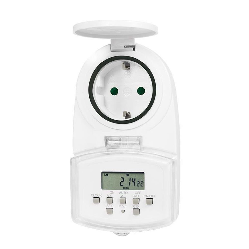 LogiLink Zeitschaltuhr für den Außenbereich, Weiss, IP44, LCD Display
