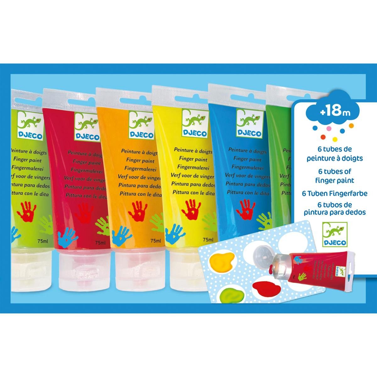 DJECO Bastelnaturmaterial Djeco Fingerfarben Fingermalfarben mit 6 verschiedenen Farben