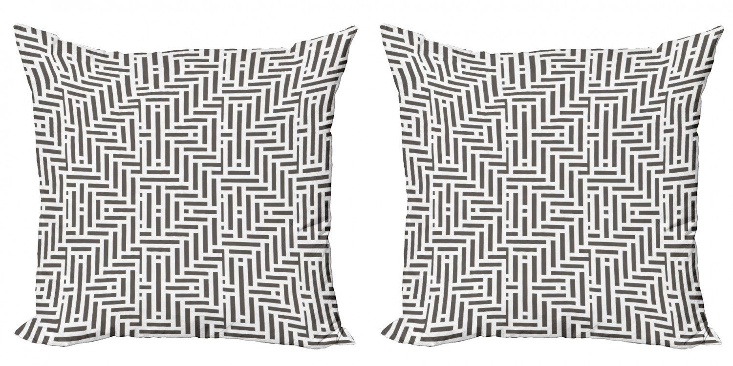 Kissenbezüge Modern Accent Kurze (2 Geometrisch Stück), Digitaldruck, Doppelseitiger Abakuhaus Linien Zusammenfassung