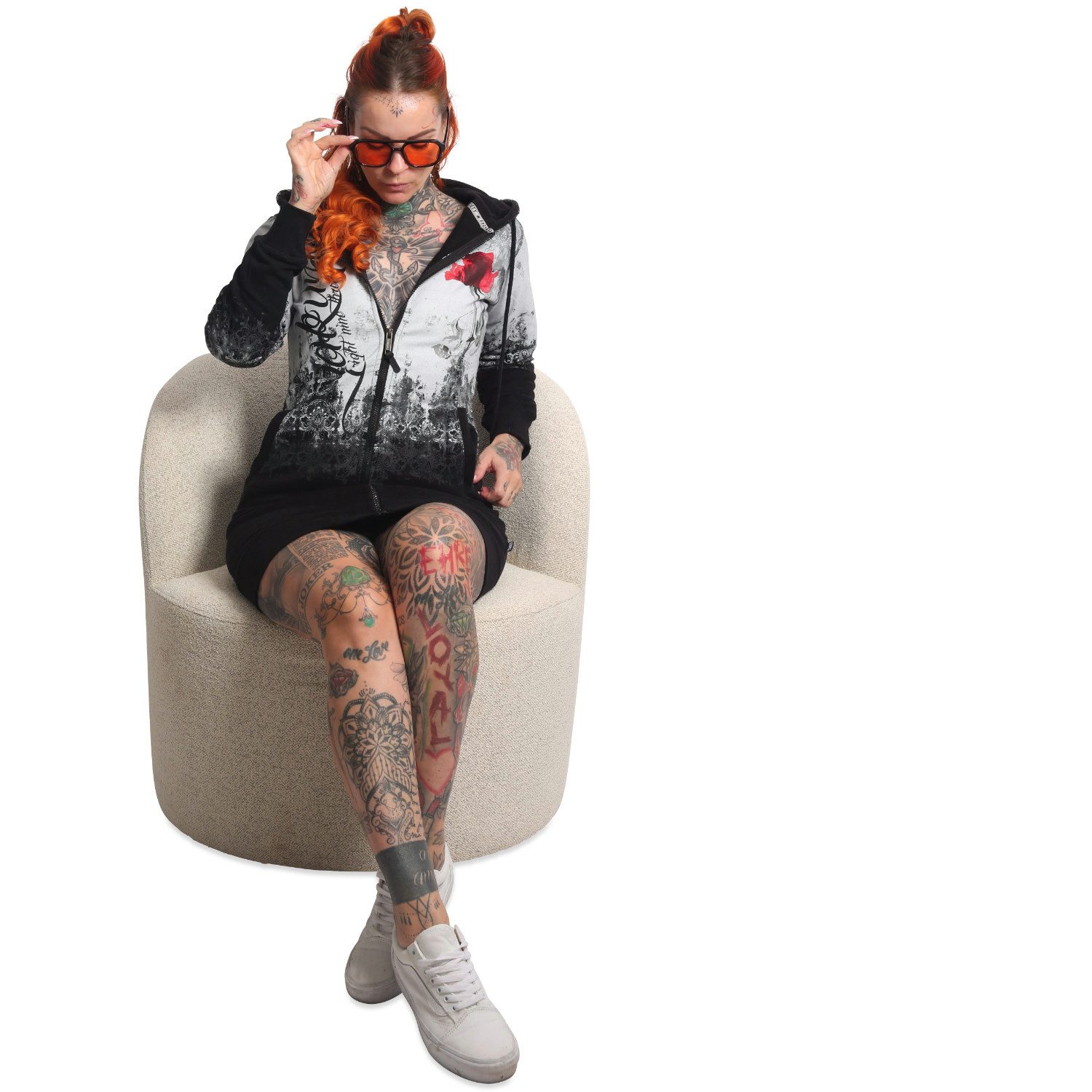 YAKUZA Kapuzensweatjacke Curtain mit lässigen, langen Schnitt