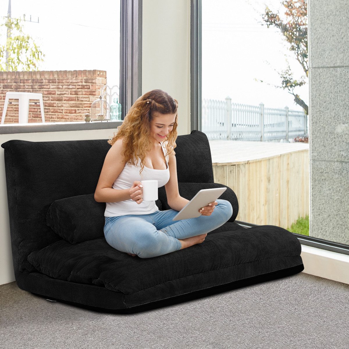 COSTWAY Schlafsofa, bettfunktion,verstellbare Rückenlehne,klappbar,Kissen günstig online kaufen