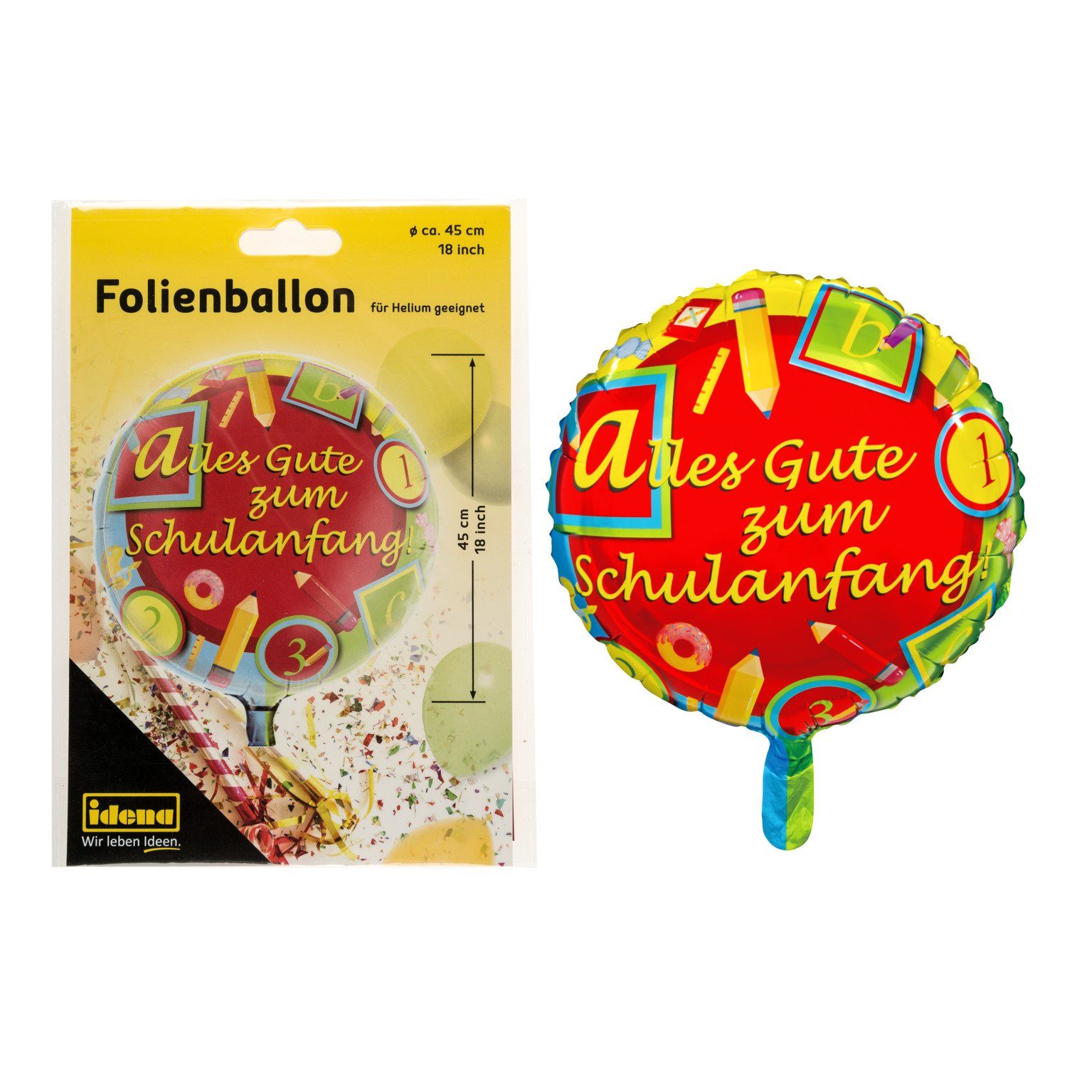 Idena Luftballon Idena Folienballon Schulanfang D45cm