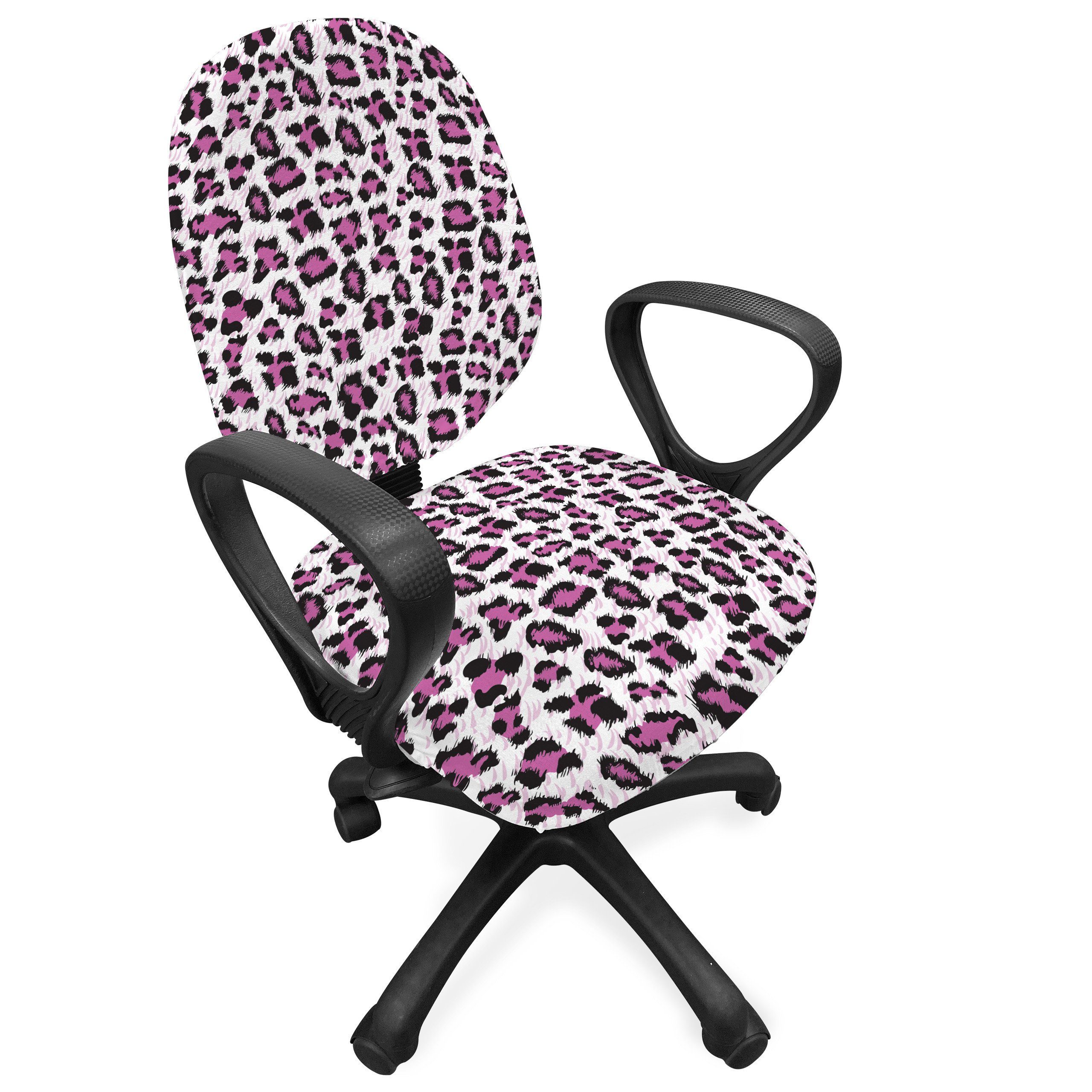 Schutzhülle Stretchgewebe, aus dekorative Girly-Rosa-Schwarz Bürostuhlhusse Leopard-Druck Abakuhaus,