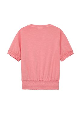 s.Oliver Kurzarmshirt T-Shirt mit Smok-Partien Garment Dye, Smok-Detail