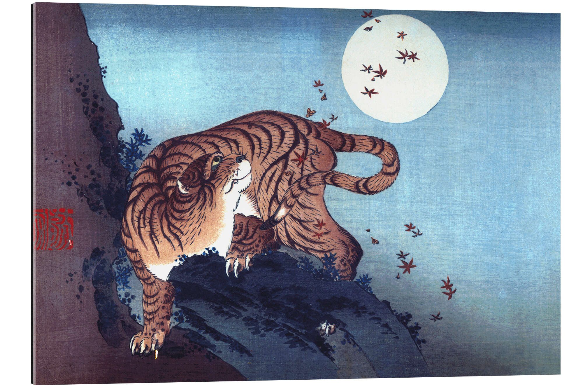 Posterlounge XXL-Wandbild Katsushika Hokusai, Der Tiger und der Mond, Wohnzimmer Malerei