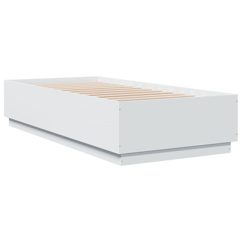 vidaXL Bett Bettgestell mit LED Weiß 90x200 cm Holzwerkstoff