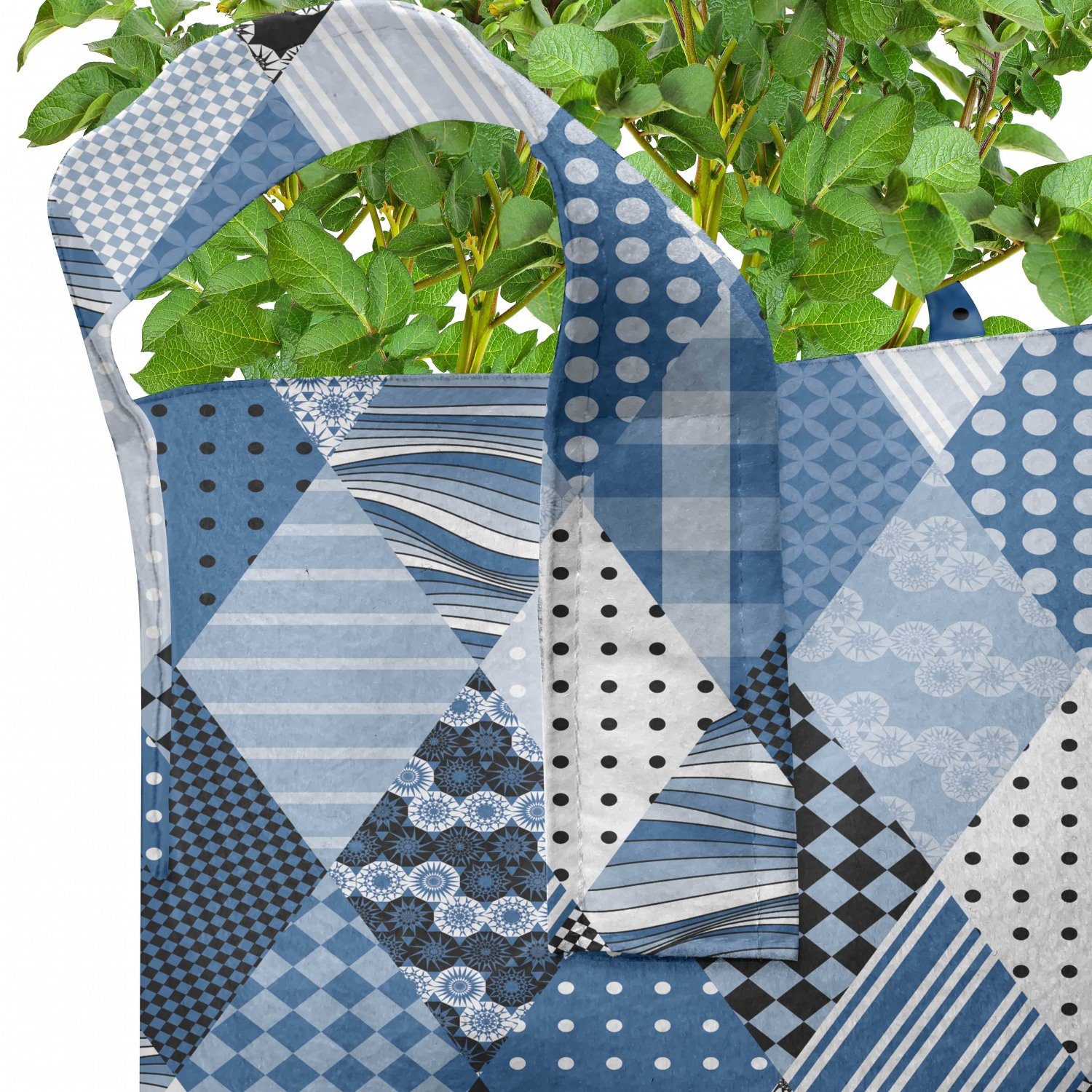 Diamantförmig Stofftöpfe hochleistungsfähig Blau Pflanzen, Abakuhaus Pflanzkübel mit Griffen Patchworks für