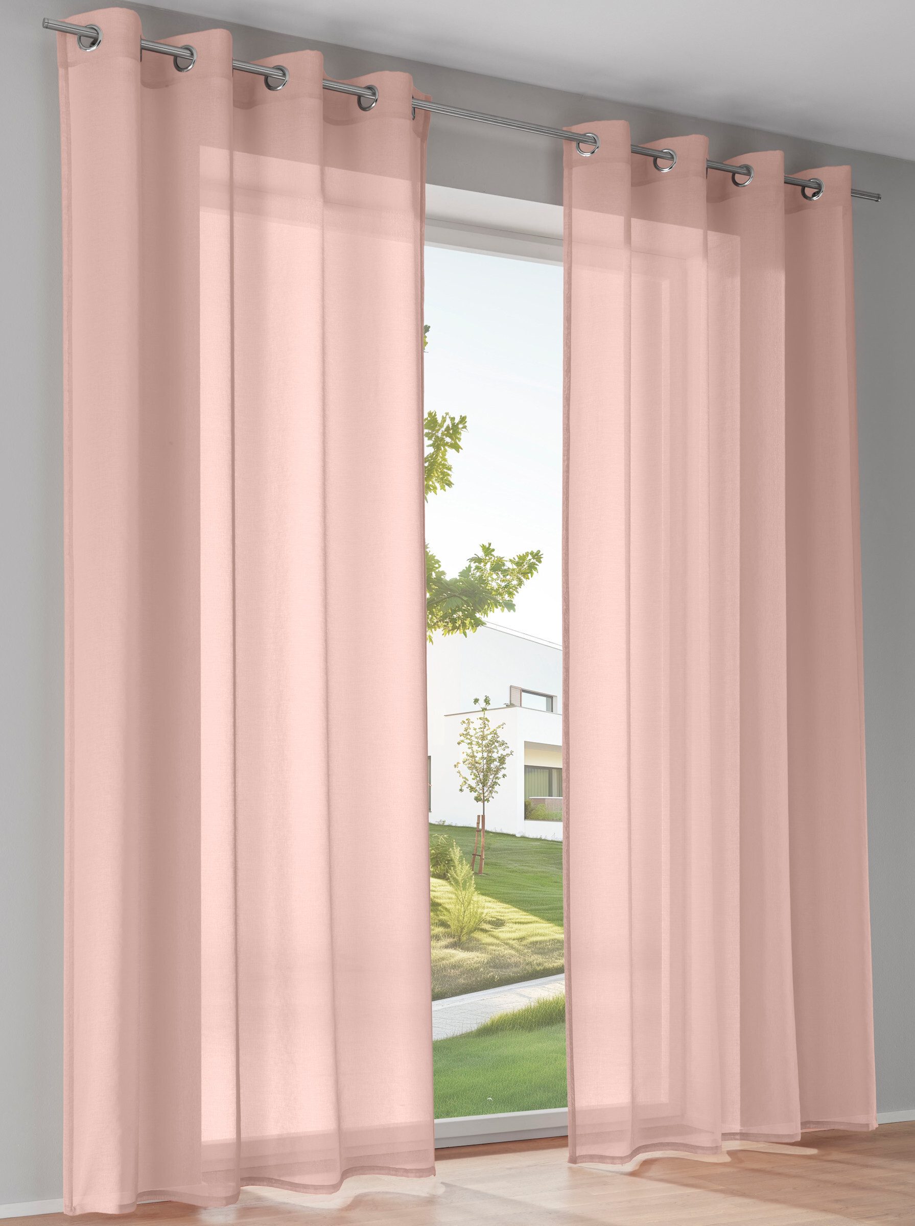 heine Gardine Dekostore (2 St), Ösen, halbtransparent, Fertigstore gerade Form