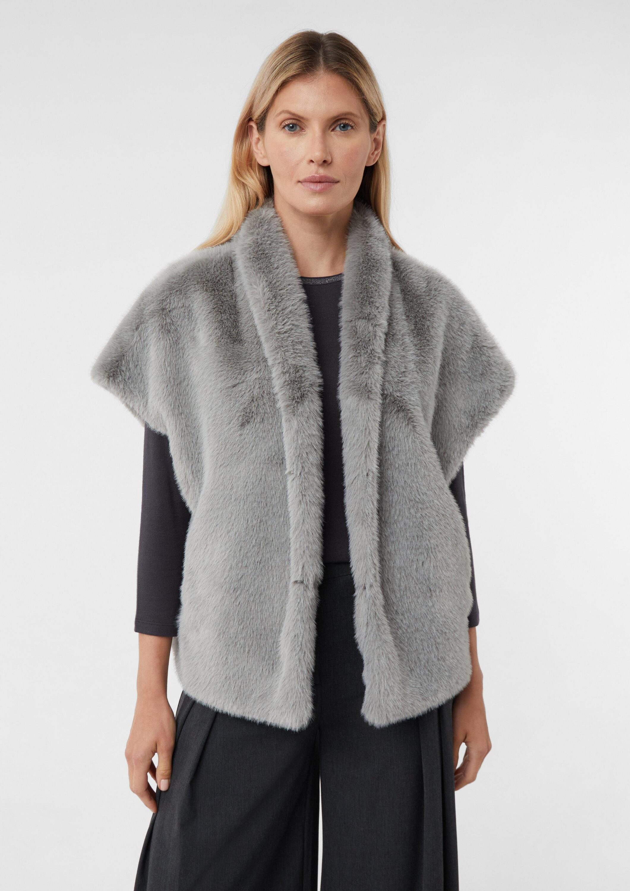 comma Outdoorjacke Outdoor-Weste Weite ärmellose Weste aus Webpelz günstig online kaufen