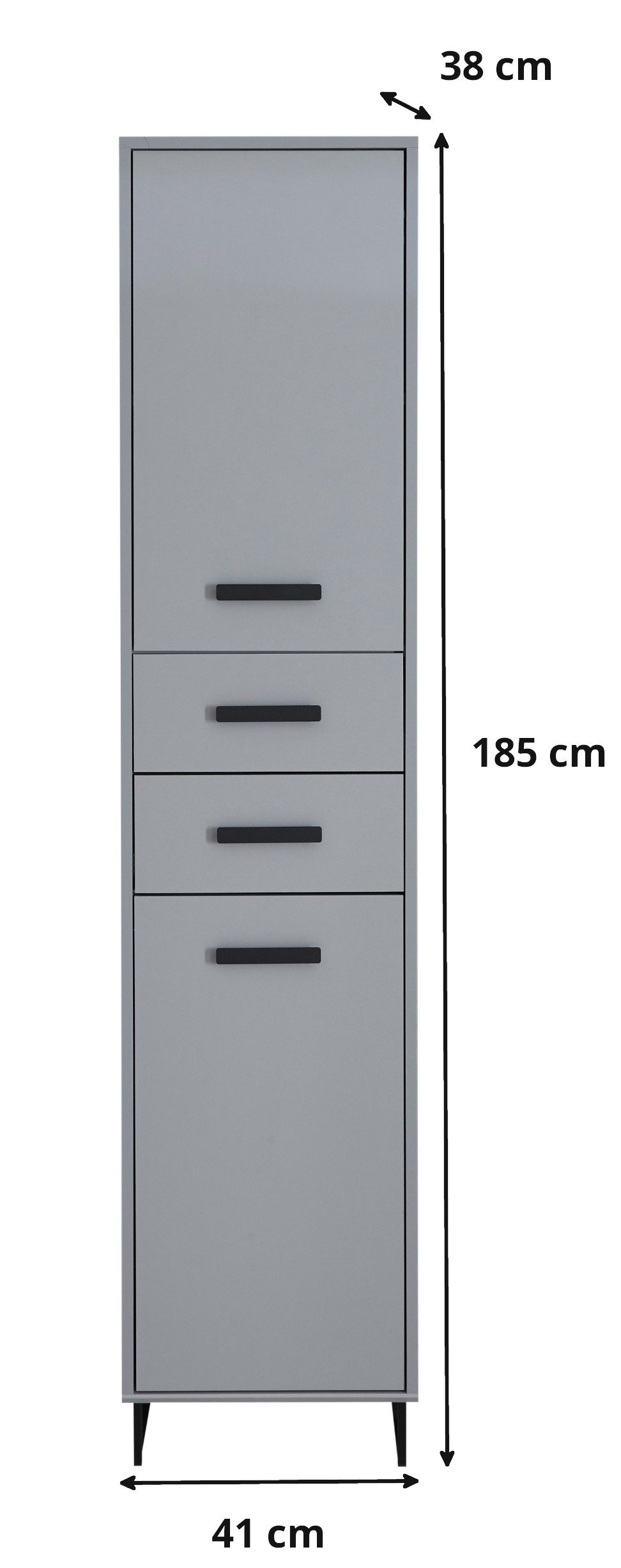 moebel-dich-auf Hochschrank TOURS (Badezimmerschrank, mit 4 Fächern und 2 Schubladen) Höhe 185cm