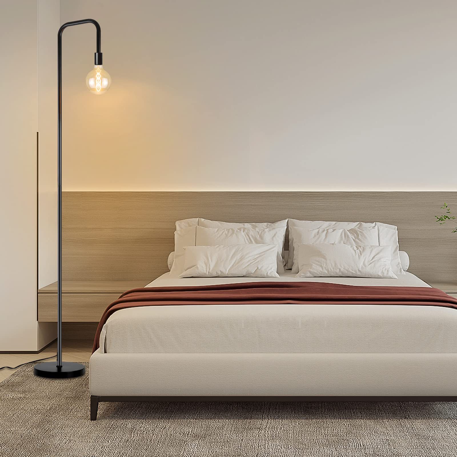 ZMH Stehlampe Wohnzimmer Vintage E27 Schwarz Stehleuchte Schlafzimmer Esszimmer, ohne Leuchtmittel, bogenlampe für Esszimmer, Arbeitszimmer & Hotel,kippsicheren – Bild 4 von 5