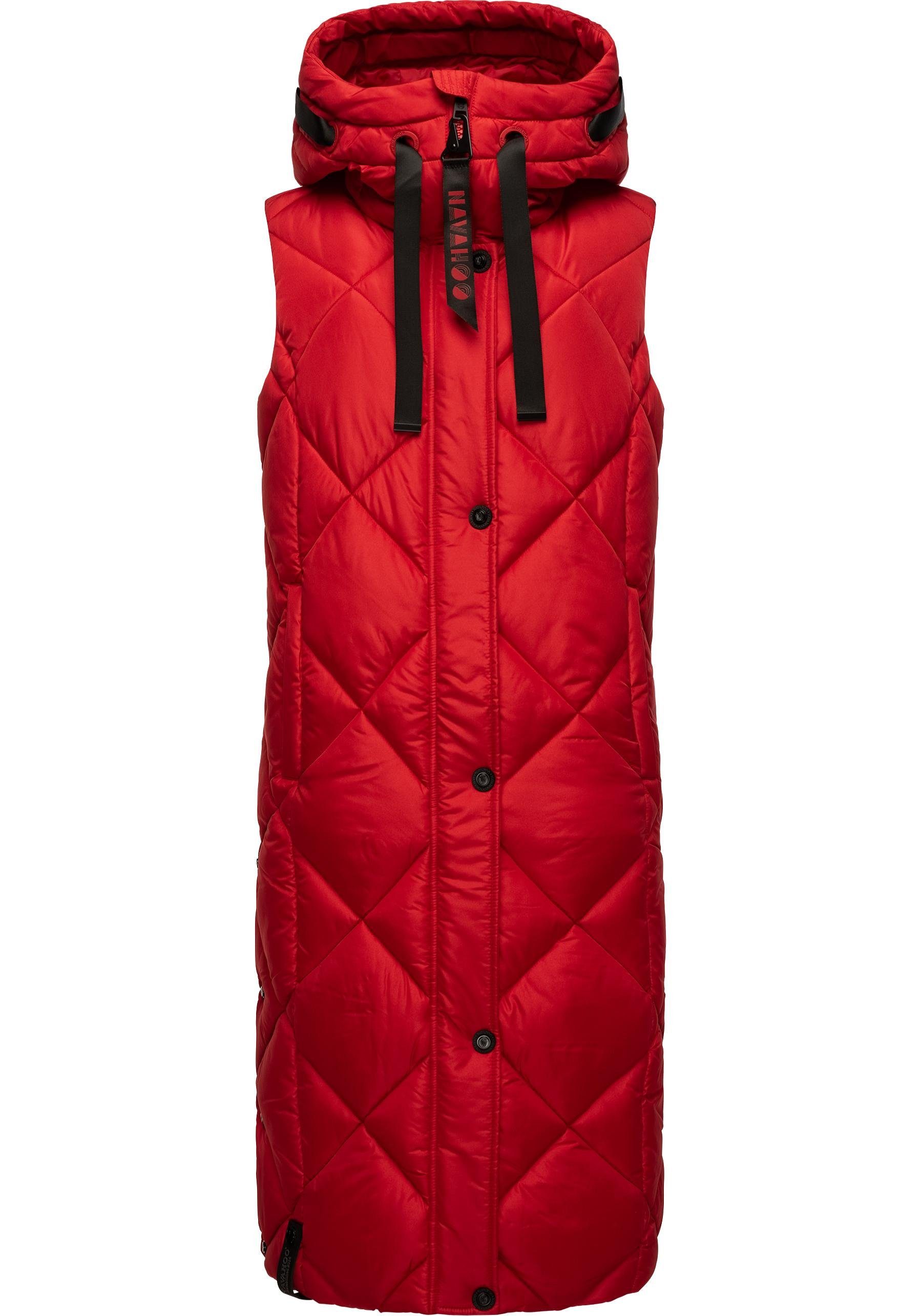 Navahoo Steppweste Schnuckel warme Damen Outdoor-Weste lang mit Kapuze