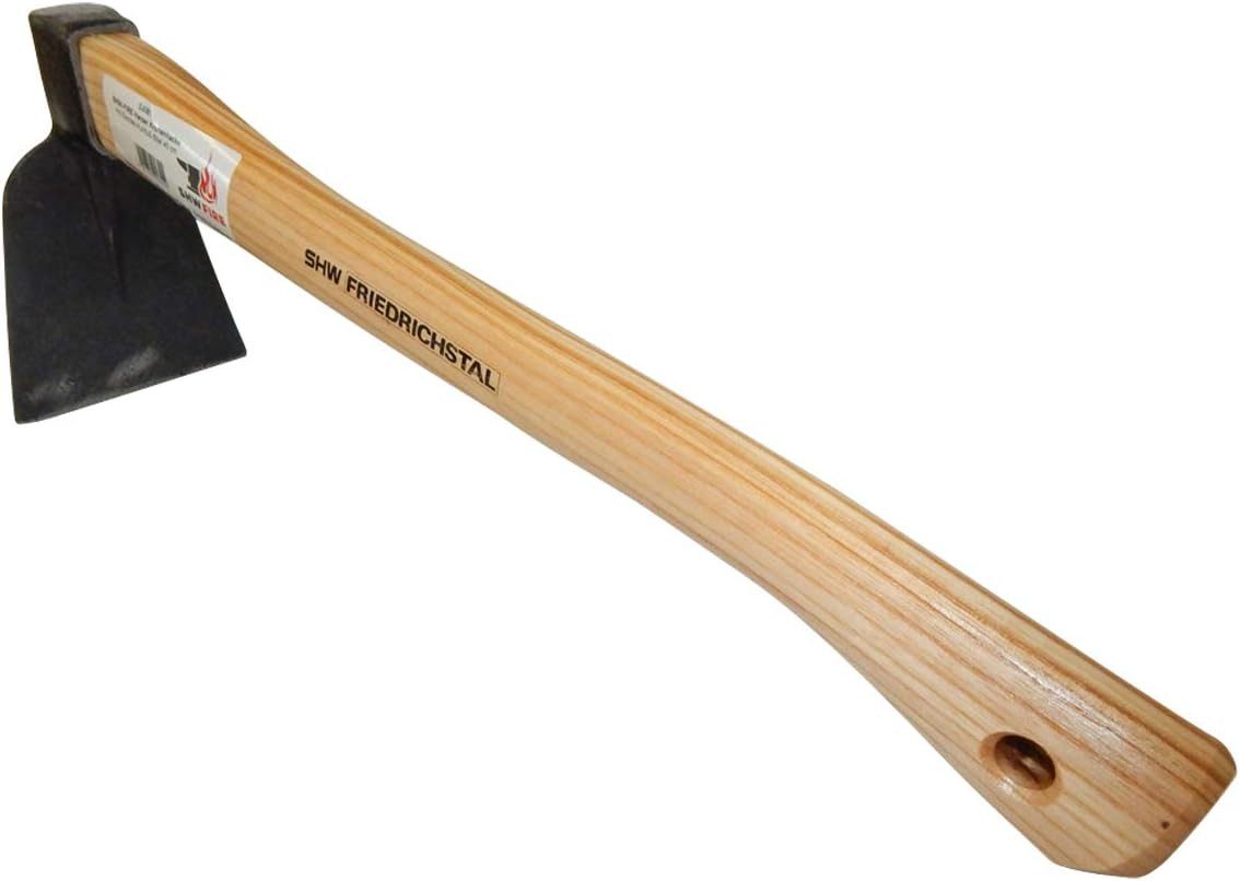 SHW FIRE Gartenhacke SHW-FIRE, Kronenhacke mit Eschenholzstiel, 12 cm Arbeitsbreite, Selbstschärfende Funktionskante für dauerhaft sauberes Arbeiten
