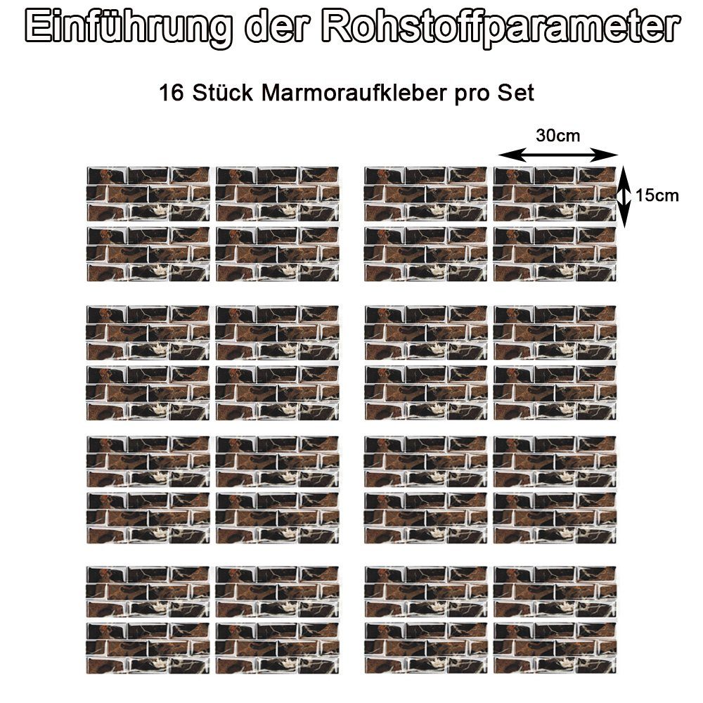 zggzerg Fliesenaufkleber 16/32 Stk Küchen Fliesenaufkleber, günstig online kaufen