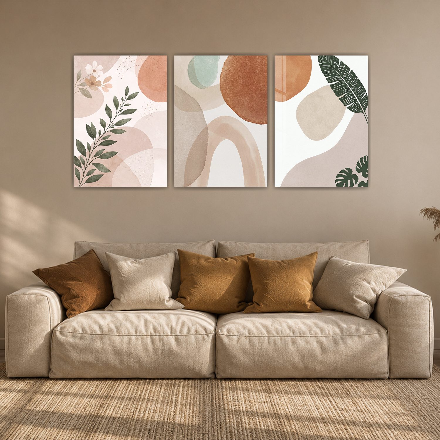 Tigerlino Poster Boho Poster 3er Set Beige Terrakotta Botanisch Abstrakte Wandbilder – Bild 5 von 5
