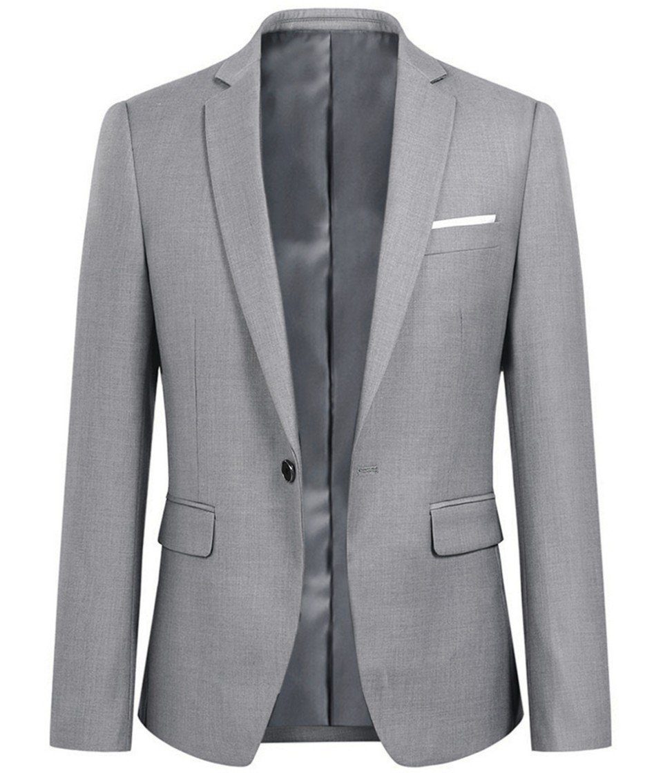 Allthemen Anzugsakko 522-01 Eleganter Blazer mit Reverskragen Hellgrau