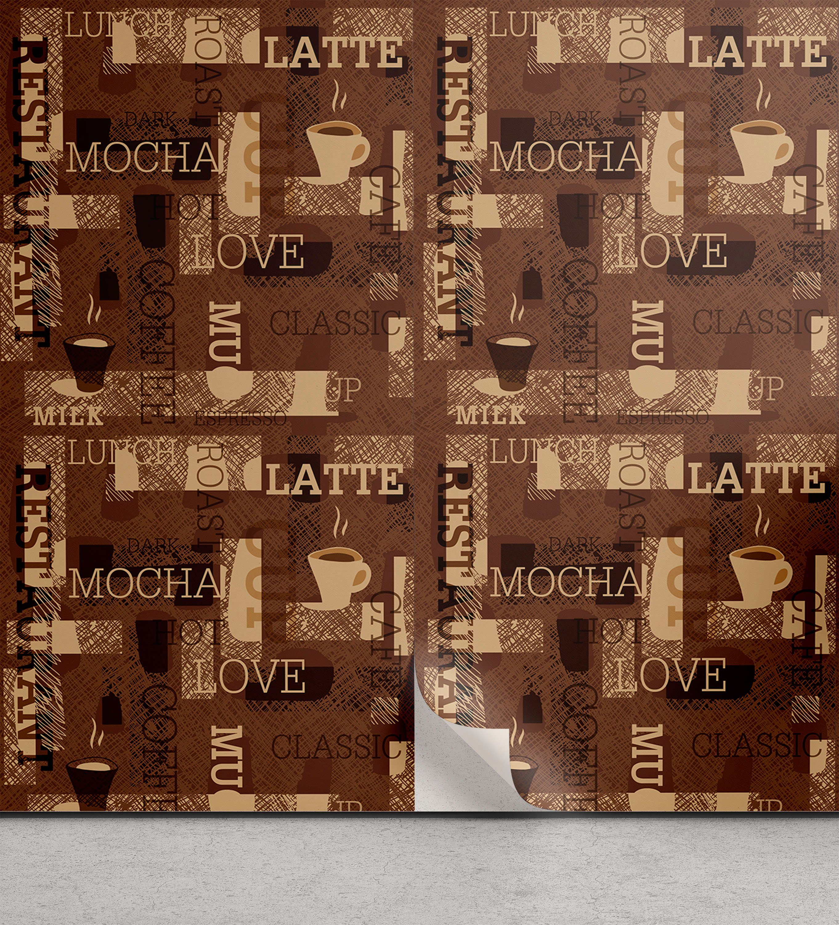 Abakuhaus Vinyltapete selbstklebendes Wohnzimmer Küchenakzent, Kaffee Cafeteria Typography