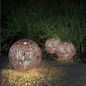 Globo LED Solarleuchte Solarleuchte Garten Kugel silber Solarlampe Außen Außenleuchte Solar, Solarkugel, LED fest integriert, Warmweiß, Außenlampe, Gartenbeleuchtung, Außenbeleuchtung, Dekoleuchte, Dekolampe