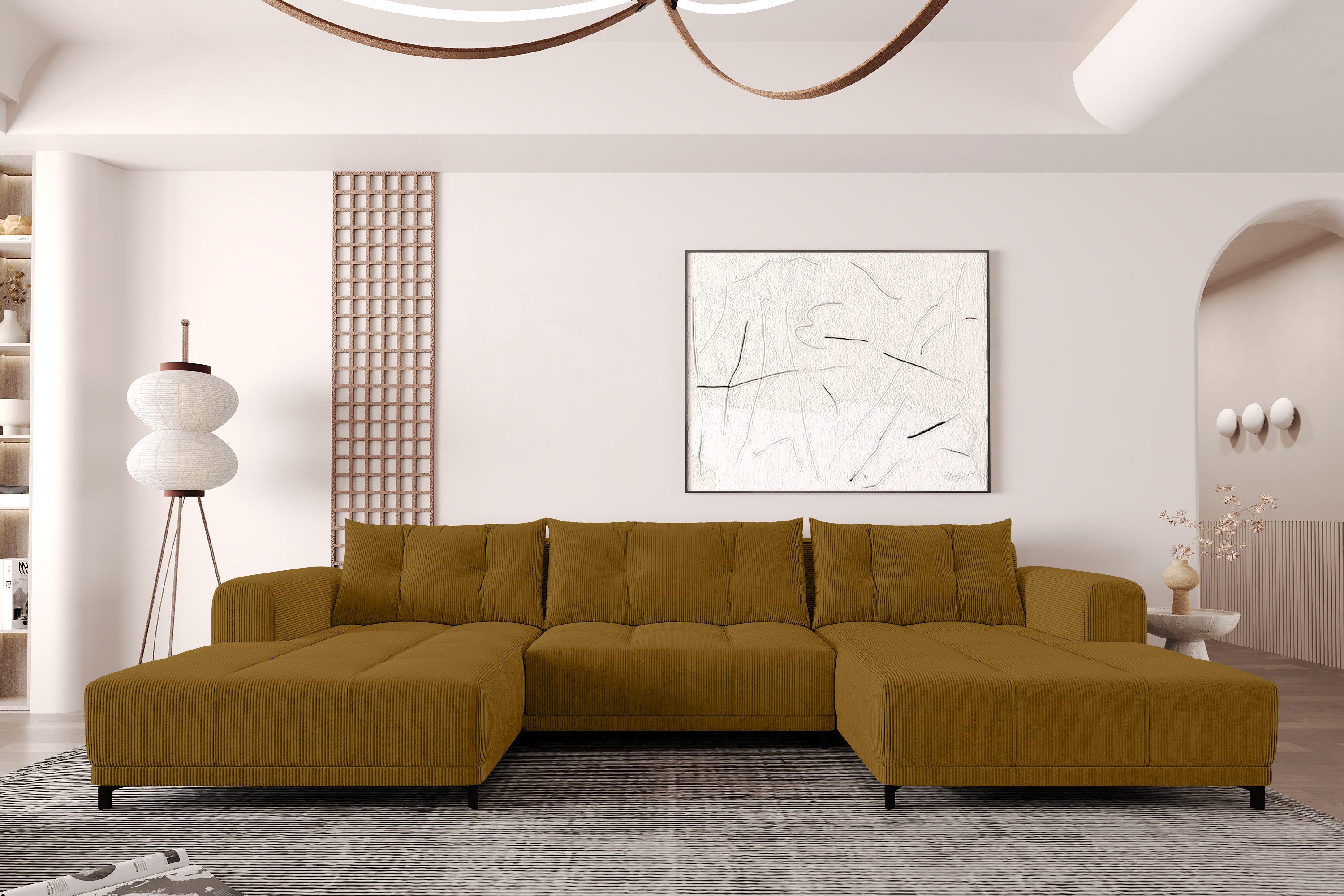 Sofa Dreams Wohnlandschaft Salerno in Cordstoff, mit Schlaffunktion, Rundumbezug, in Cordstoff POSO