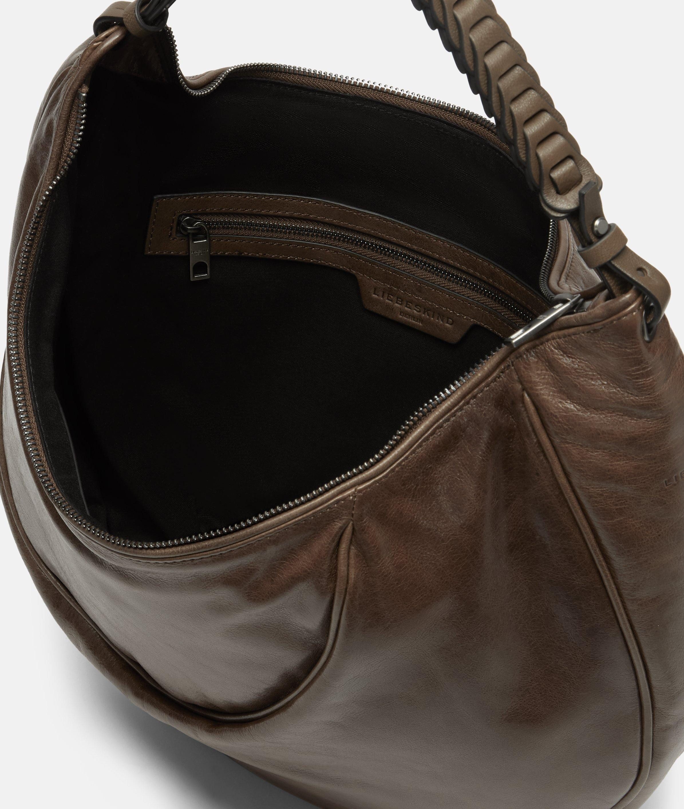 Liebeskind Berlin Schultertasche Luna Hobo M, Geräumige Hobo-Bag aus gewachstem Leder