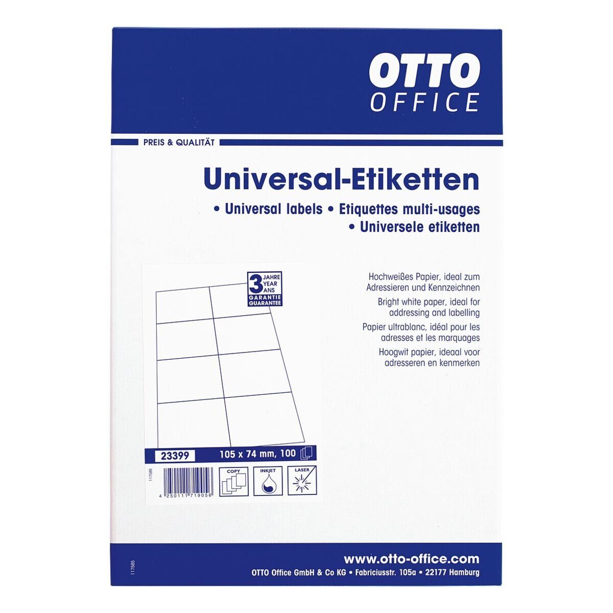 Otto Office Etiketten Standard, 800 Stück, Adresse Päckchen (105x74 mm), selbstklebend