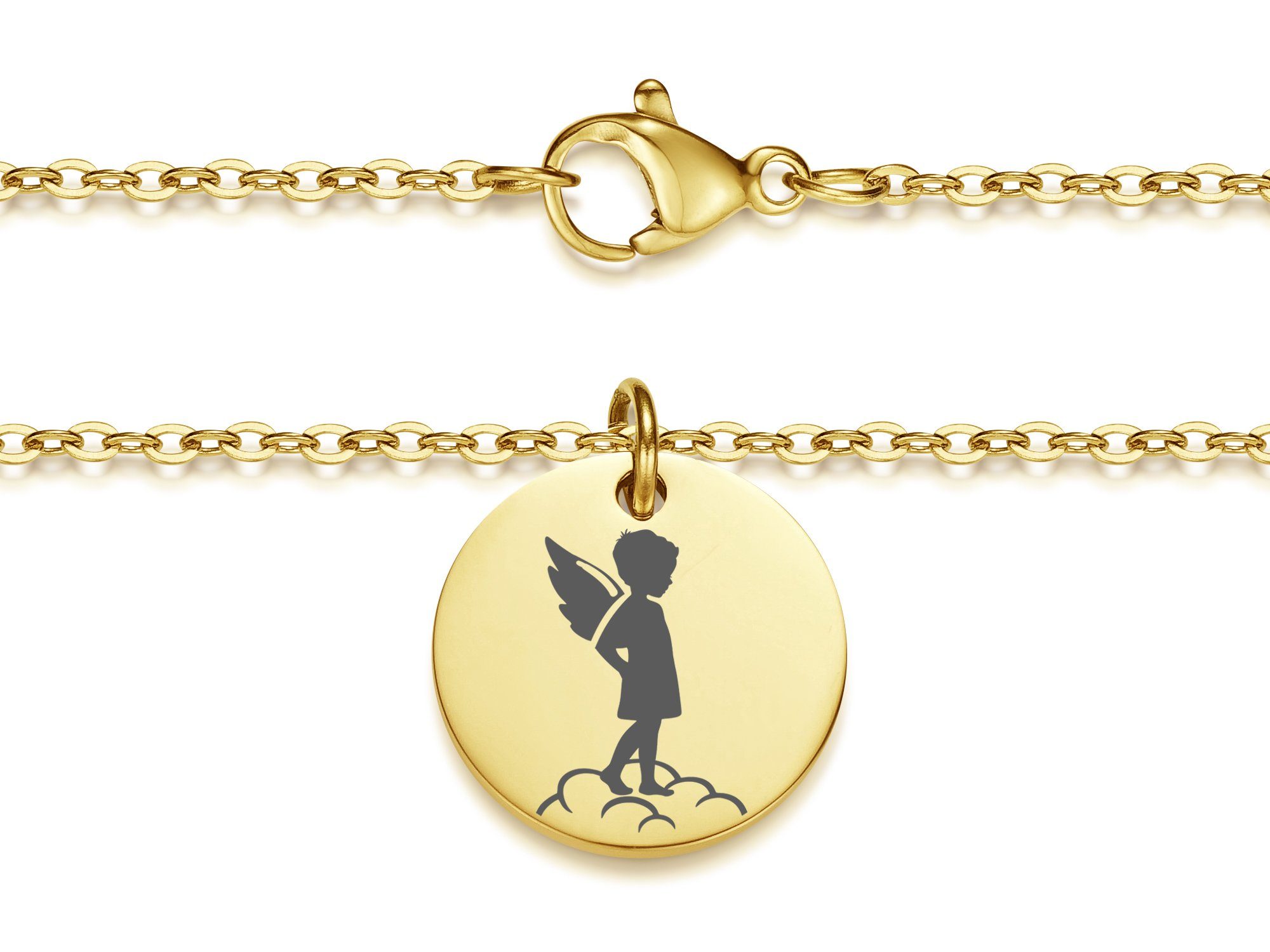 Anhänger und Engel gold Edelstahl, Längen Halskette Silberkettenstore Farben wählbar Anhänger - mit mit vier Kette zwei