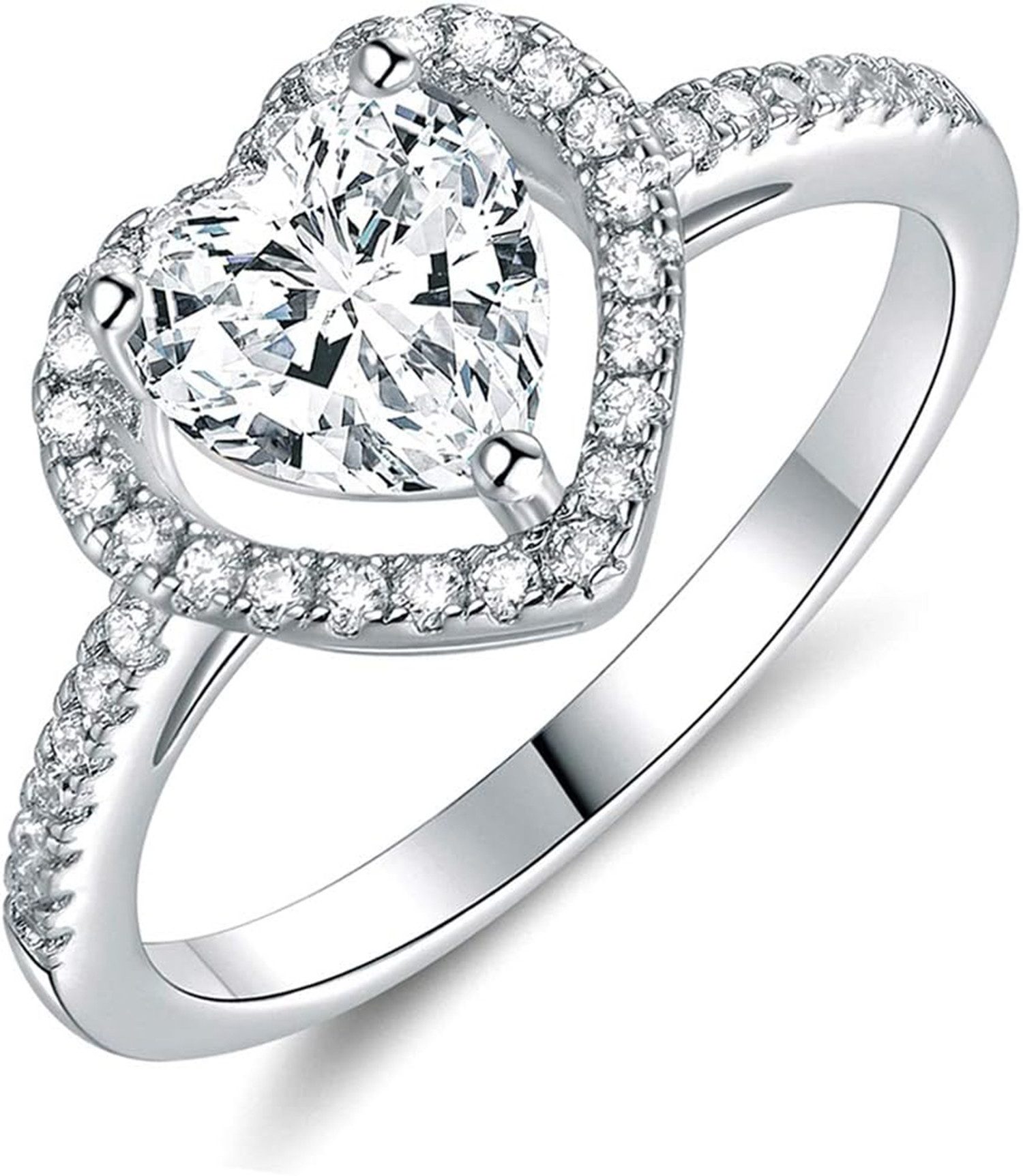 Jumpeak Diamantring 585 Gold, 1 Karat, herzförmig, Damenring mit echtem Diamanten, Farbe E, VS1, 2EX, IGI-Zertifikat, Herzförmiger Diamantring