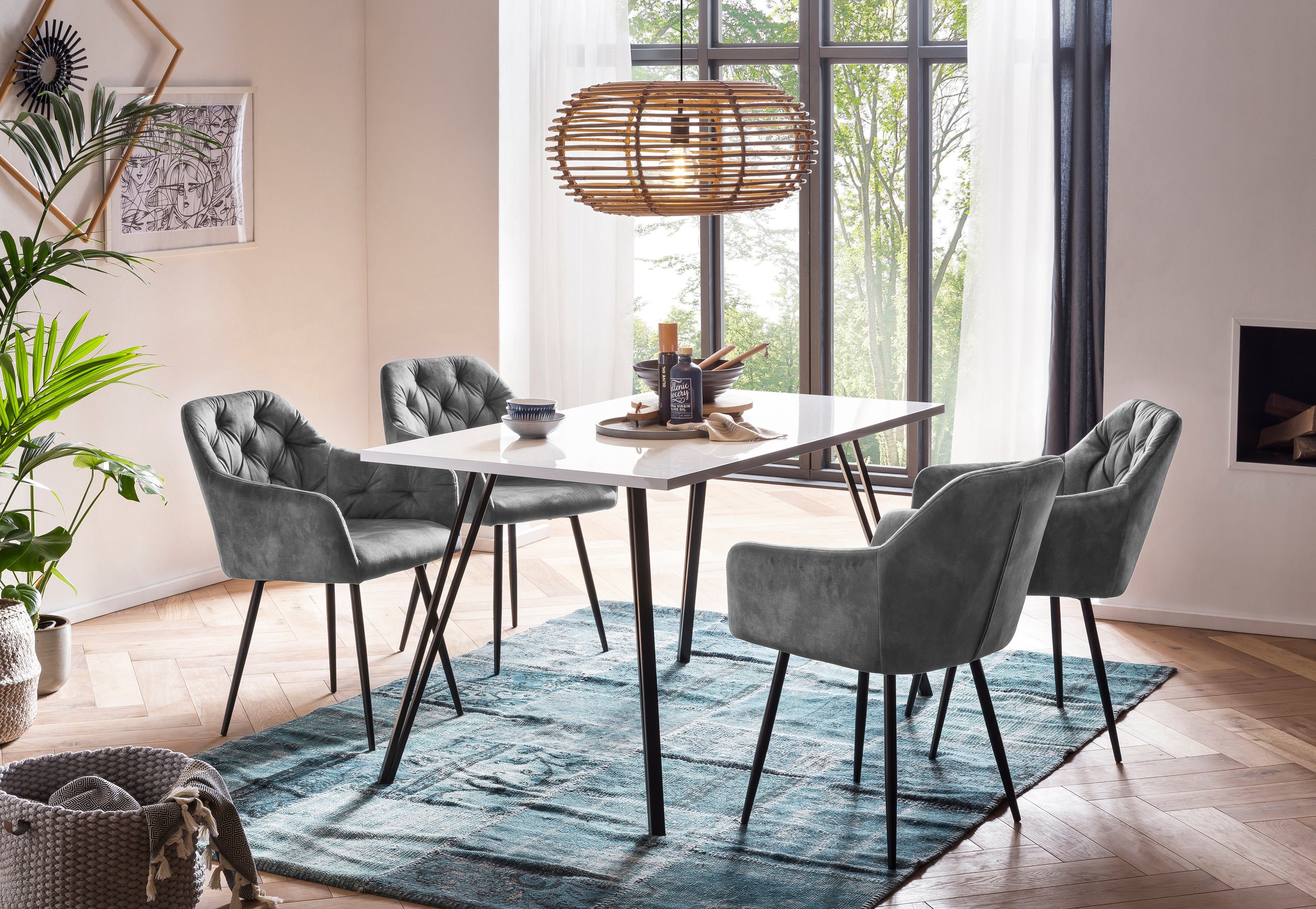 HELA Essgruppe Jenn, (5-tlg), Tisch Hochglanz, 4 Stühle BESTSELLER, Esszimm günstig online kaufen